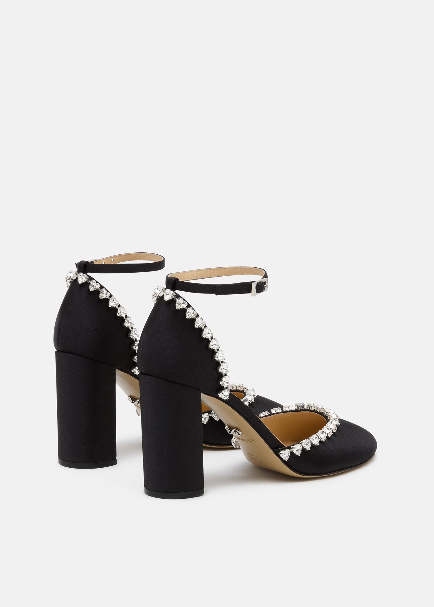 Audrey Crystal Round Toe Satin Sandals