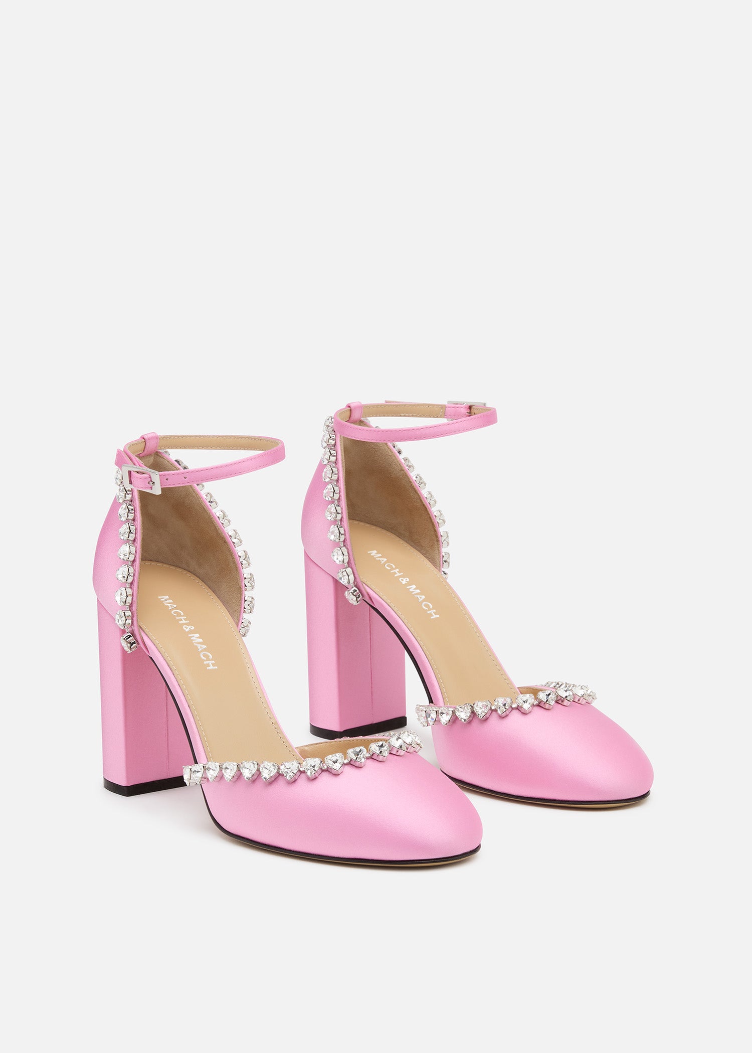 Audrey Crystal Round Toe Satin Sandals