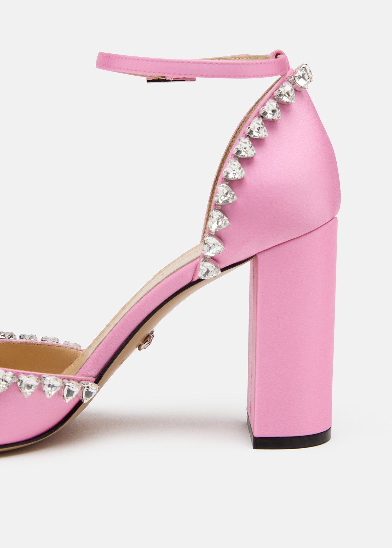 Audrey Crystal Round Toe Satin Sandals