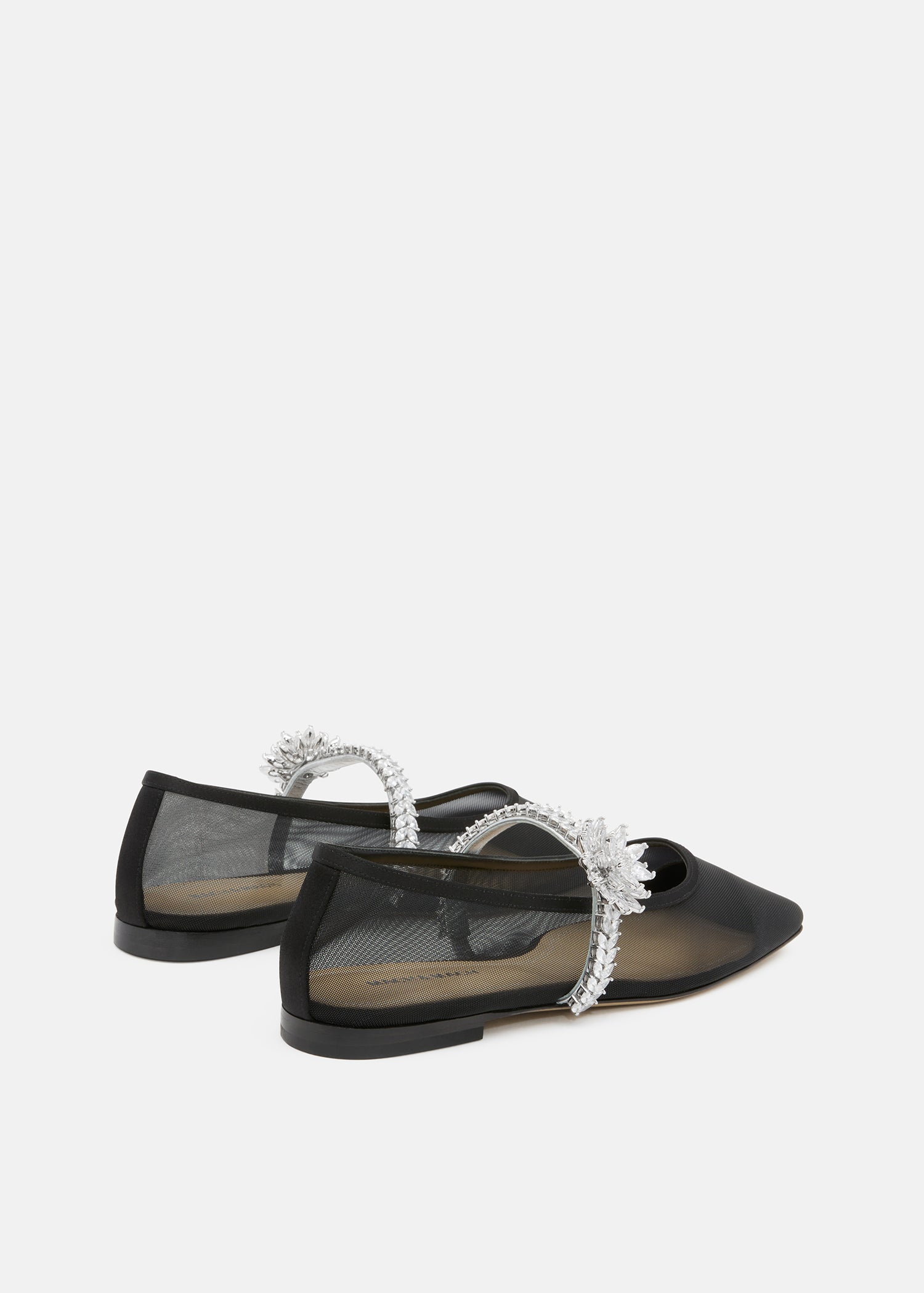 Lotus Flower Jewelled Mesh Ballerinas