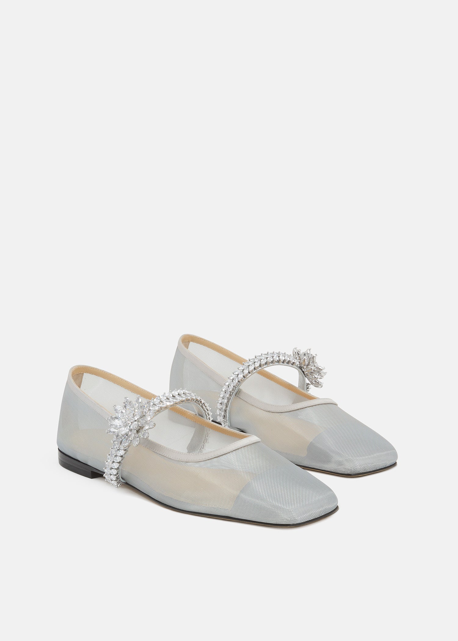 Lotus Flower Jewelled Mesh Ballerinas