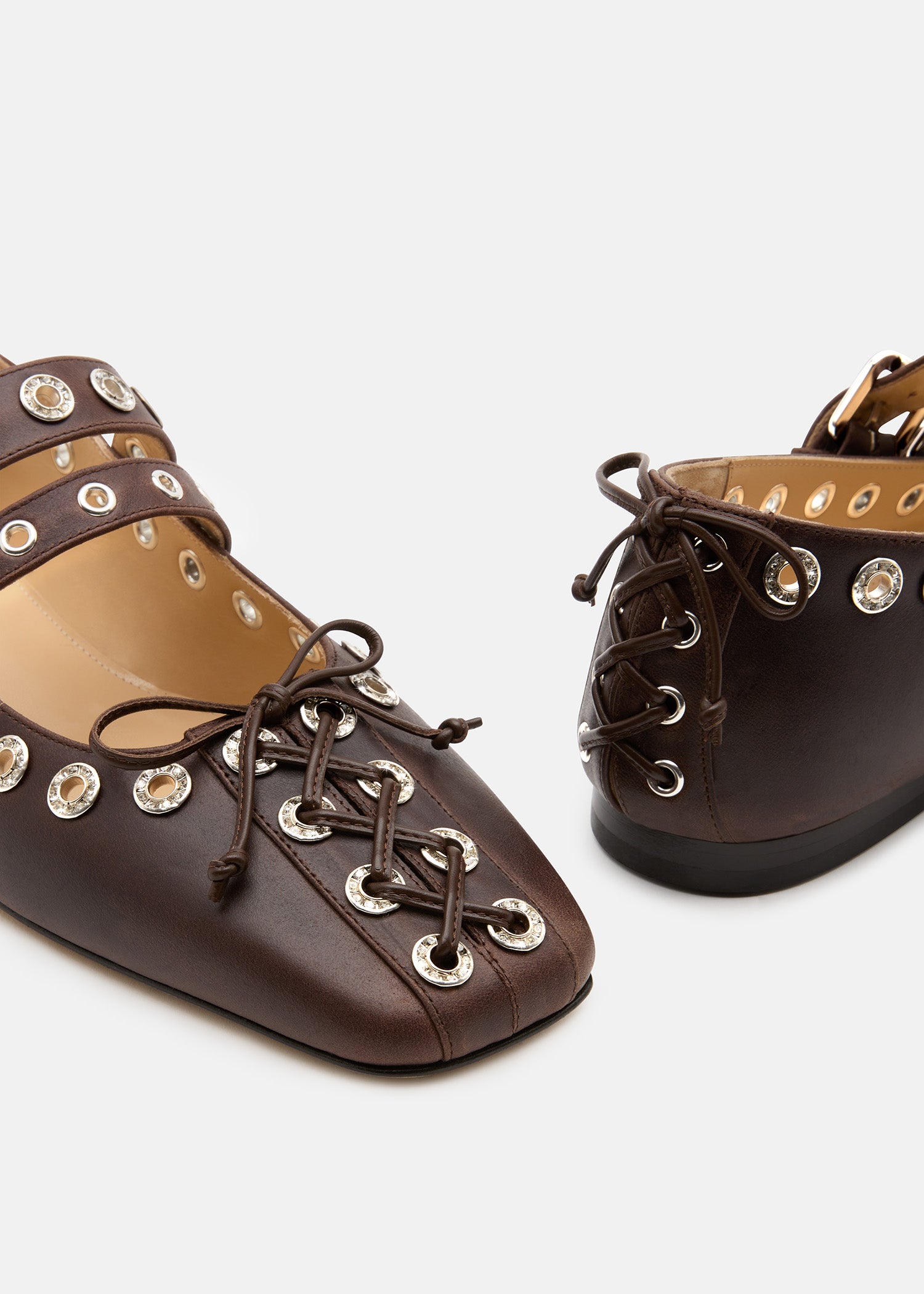 Crystalized Corset Square Toe Ballet Flats