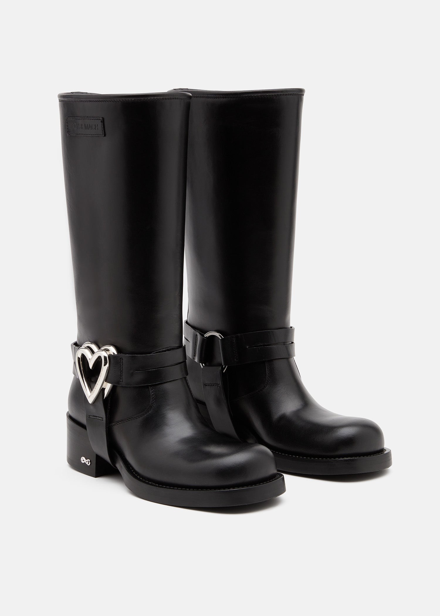 Double Heart Vintage Leather Combat Boots