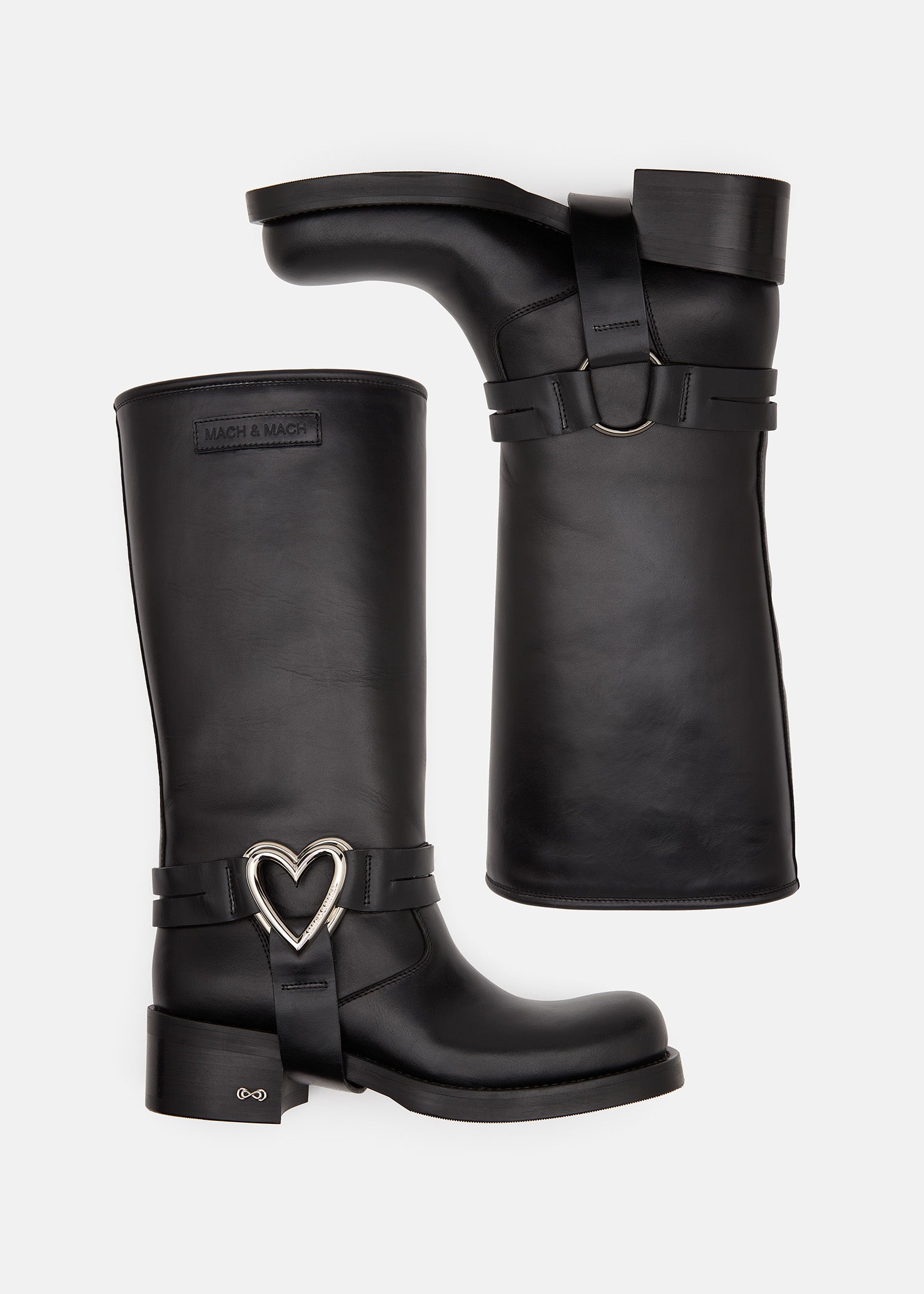 Double Heart Vintage Leather Combat Boots