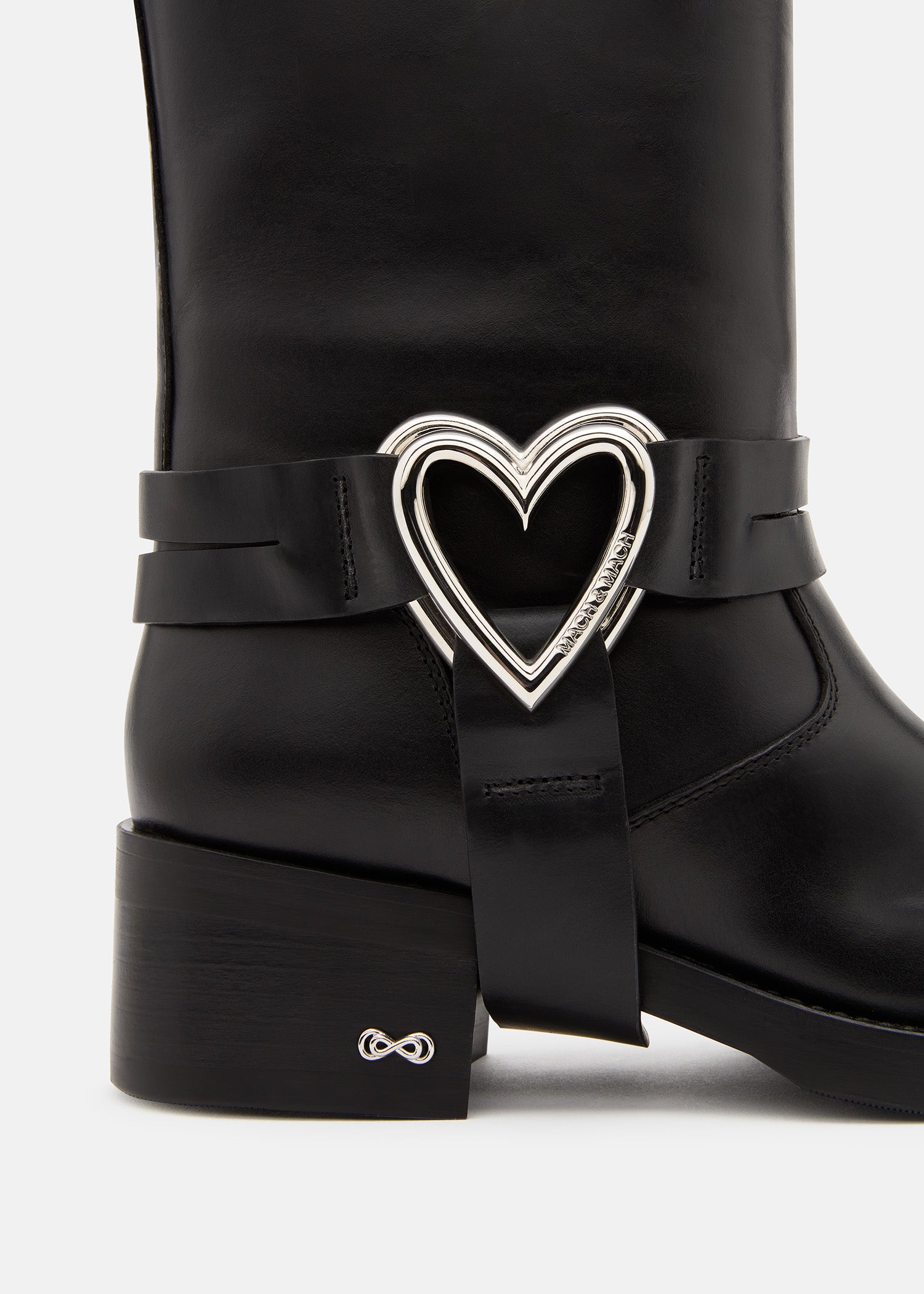 Double Heart Vintage Leather Combat Boots