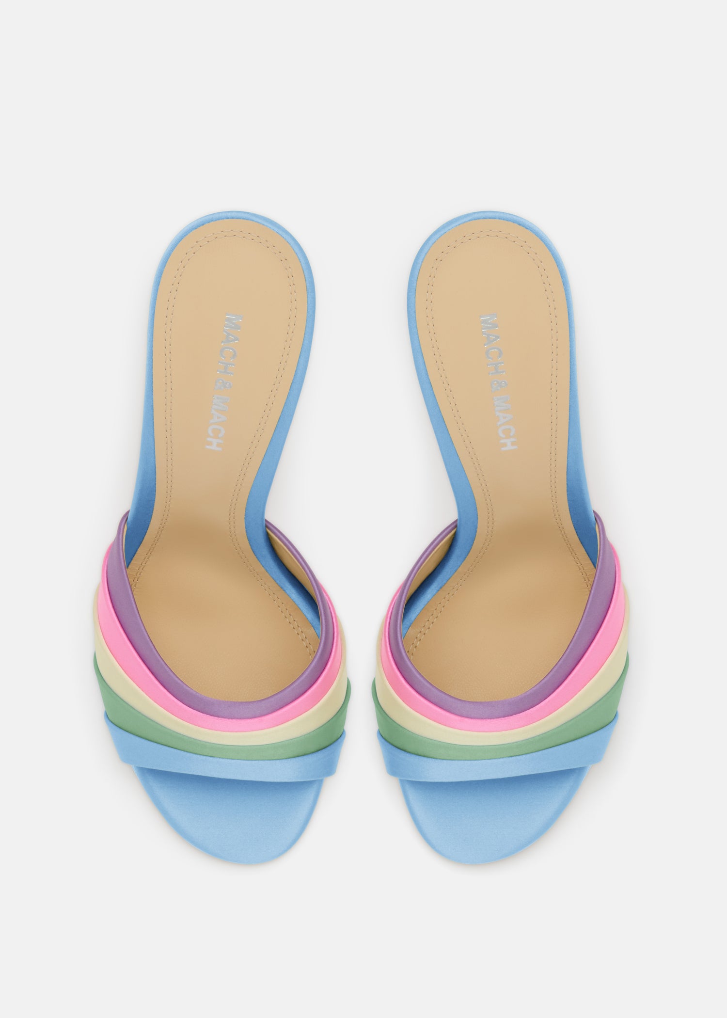 Gradient Multicolor Satin Mules
