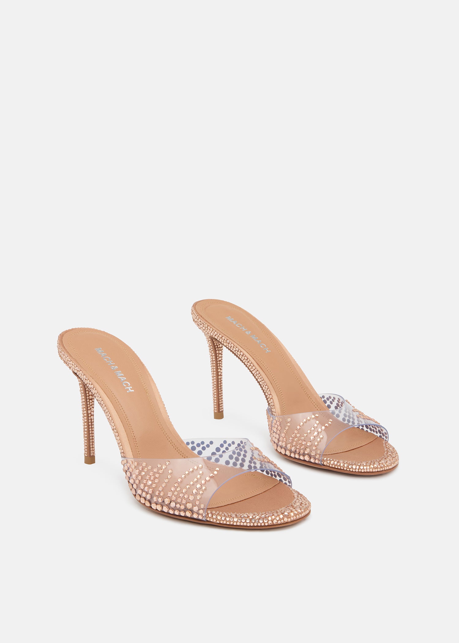Crystal Flame Golden Brown Round Toe Mules