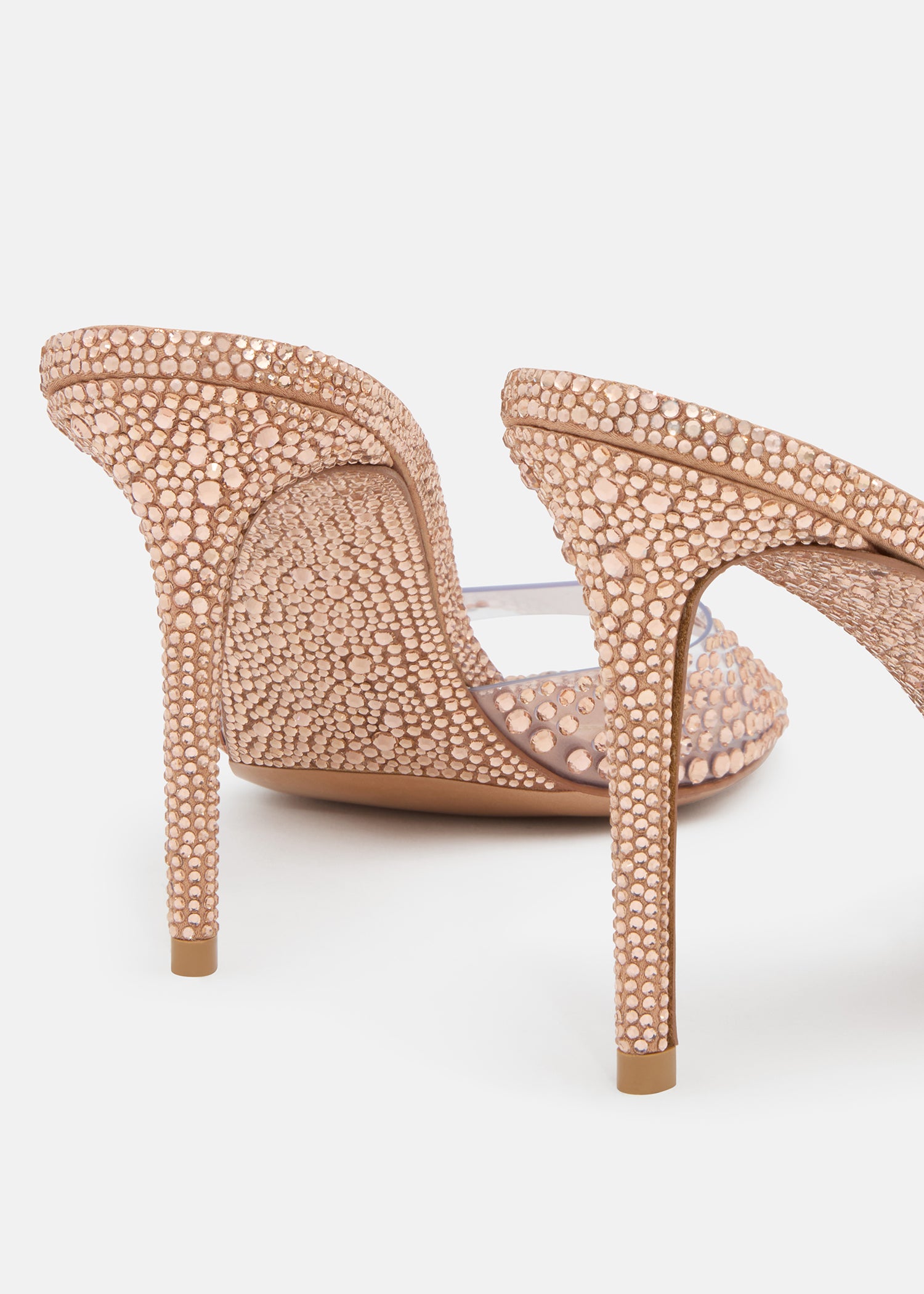 Crystal Flame Golden Brown Round Toe Mules