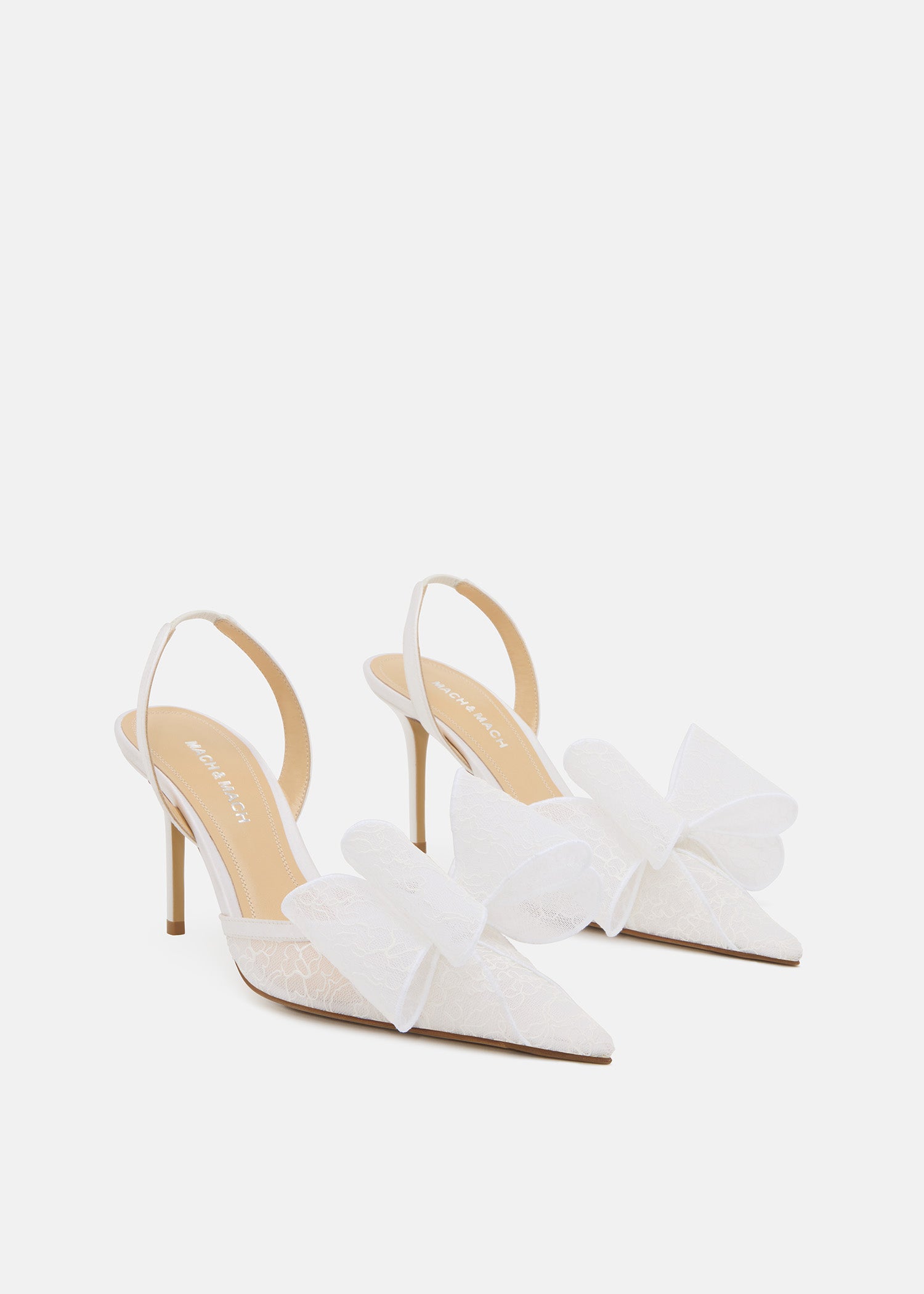 Le Cadeau White Lace Slingback
