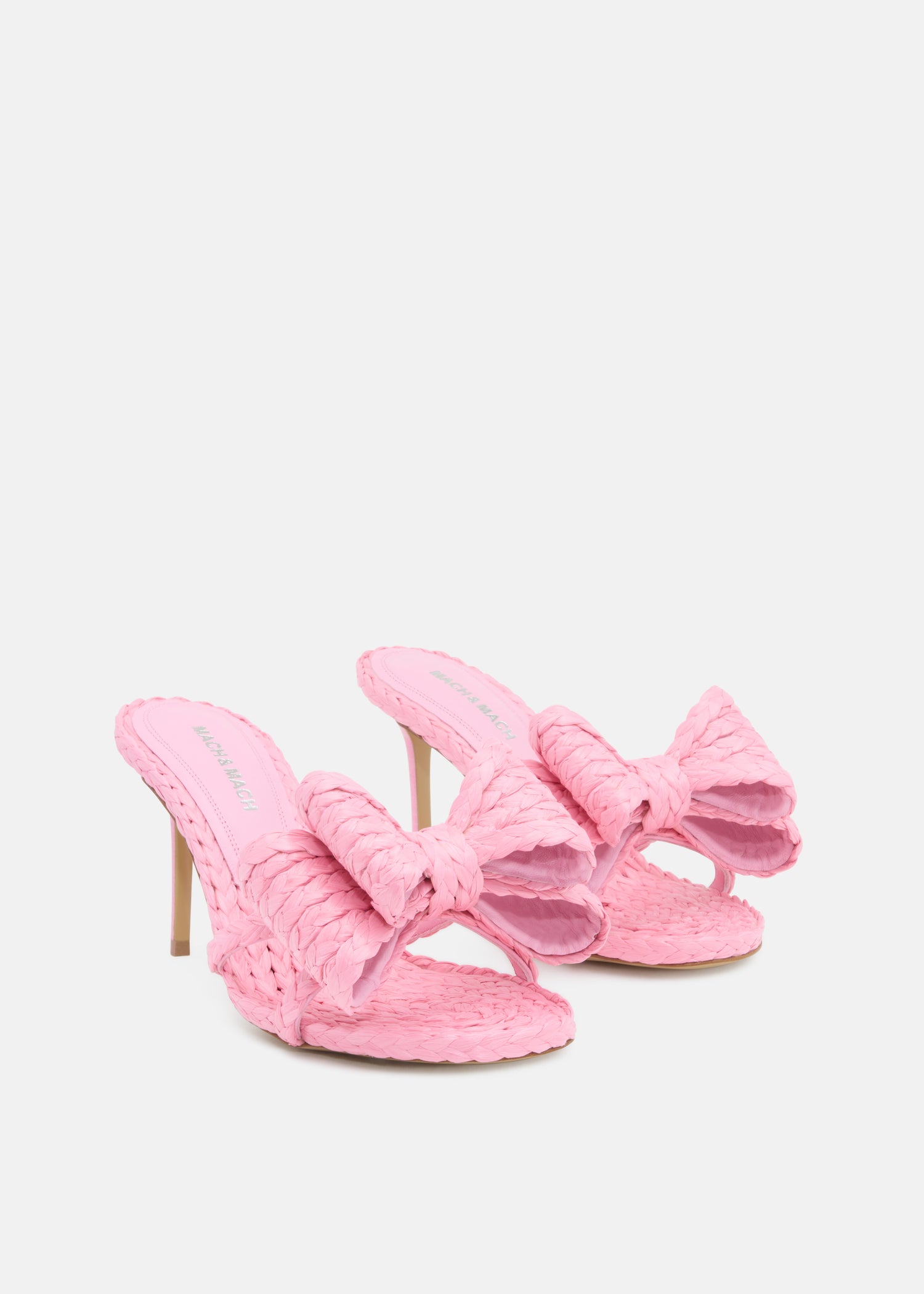 Le Cadeau' Braided Pink Raffia Mules