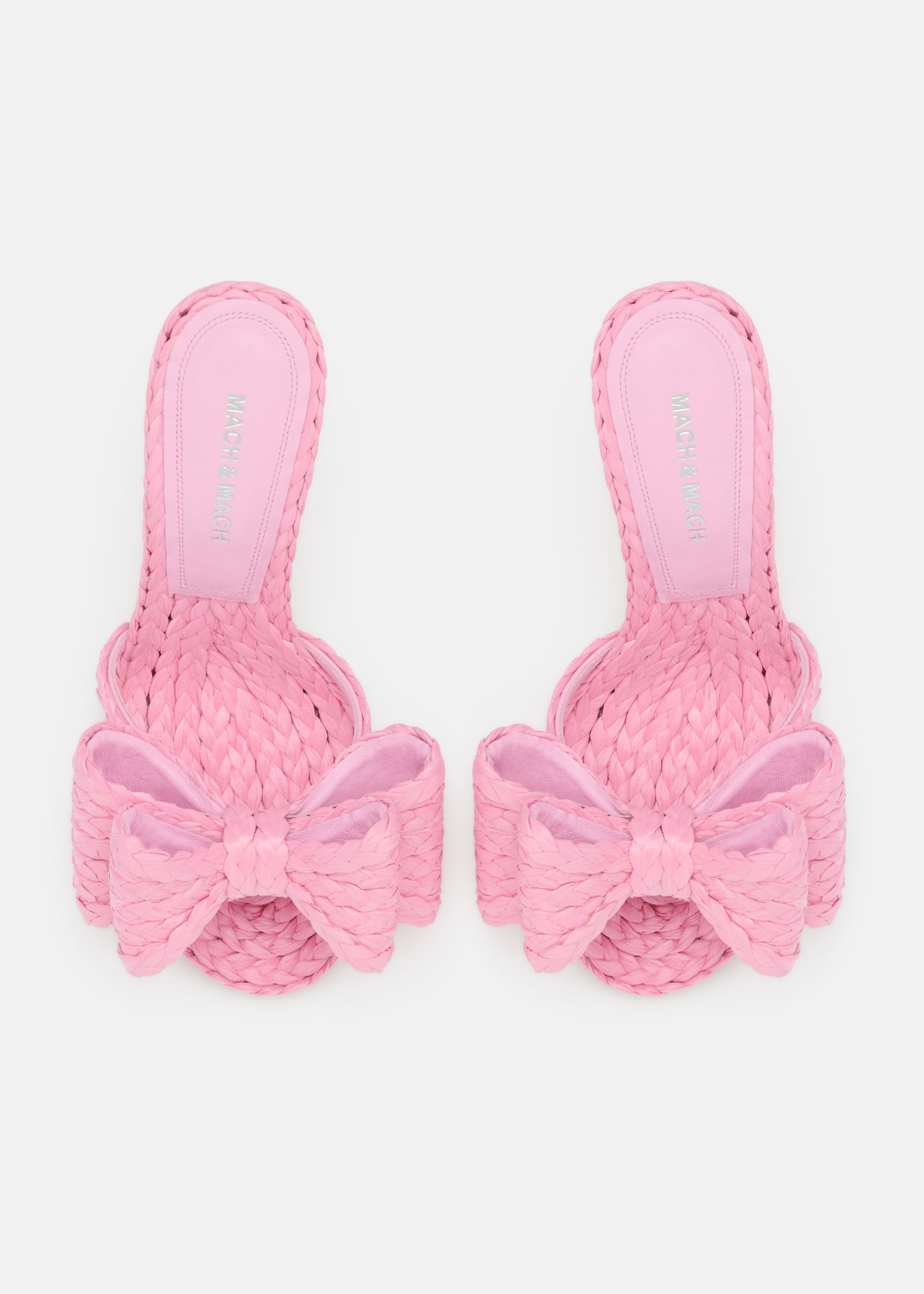 Le Cadeau' Braided Pink Raffia Mules