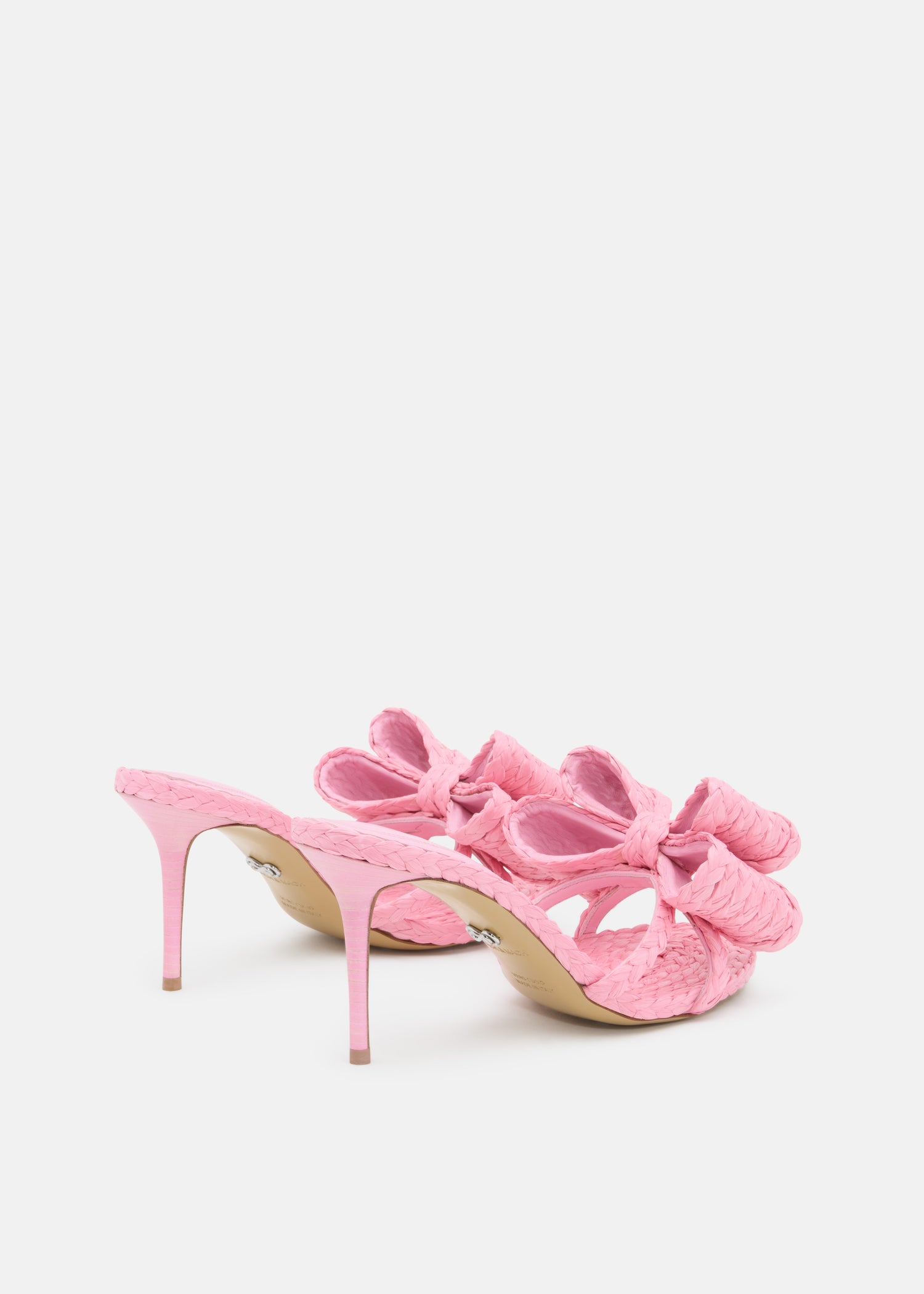 Le Cadeau' Braided Pink Raffia Mules