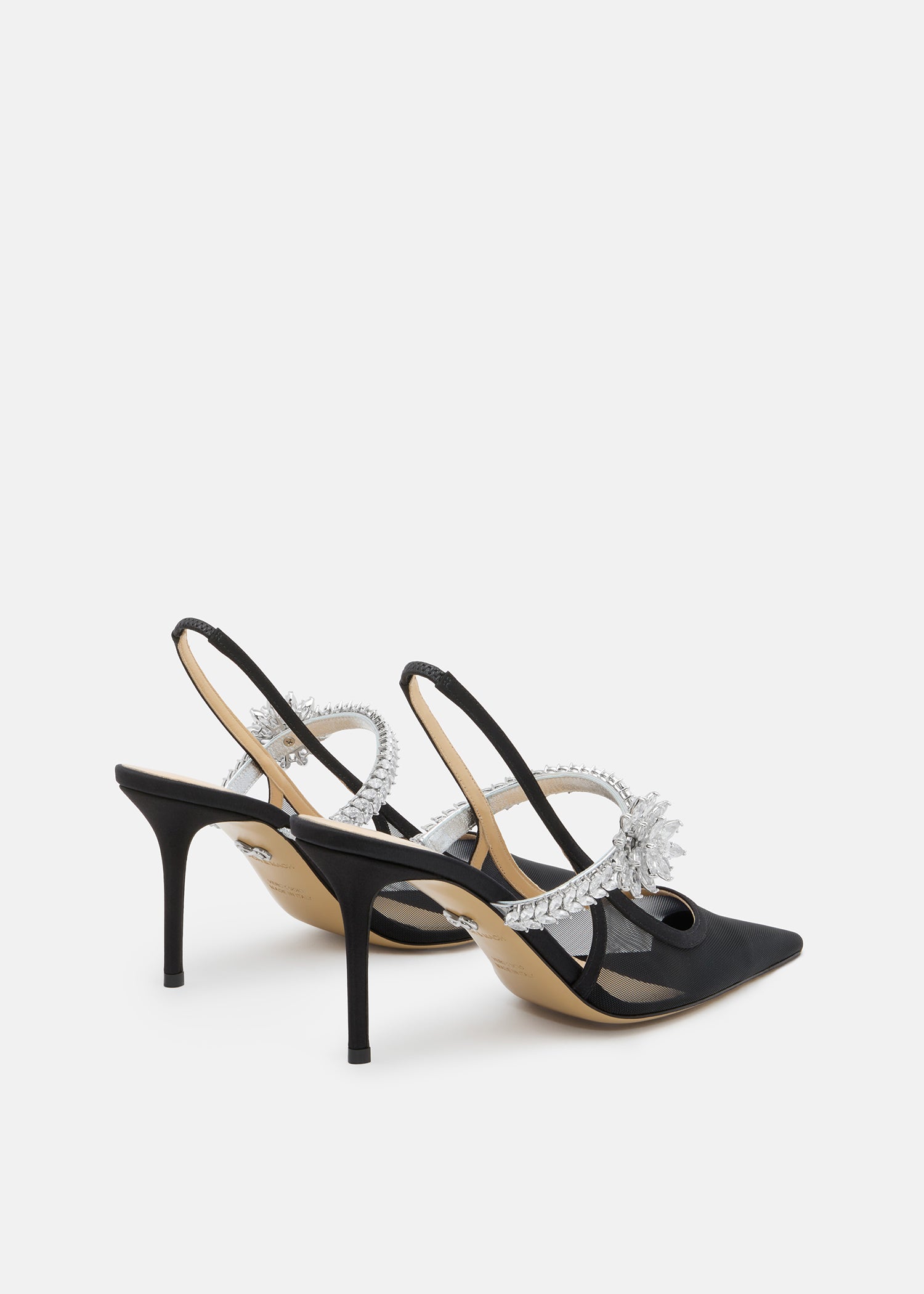 Lotus Flower Black Mesh Slingback