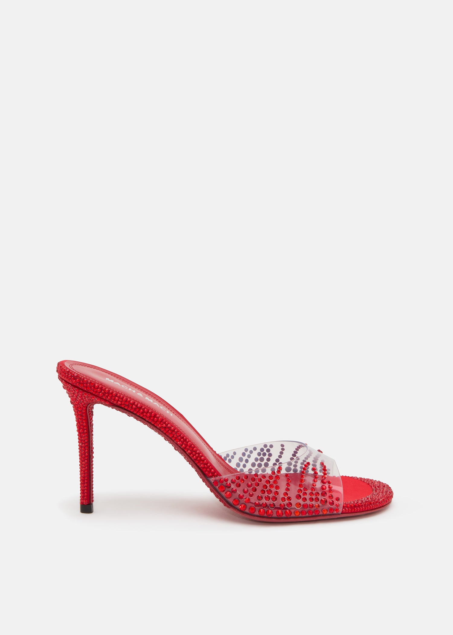 Crystal Flame Red Round Toe Mules