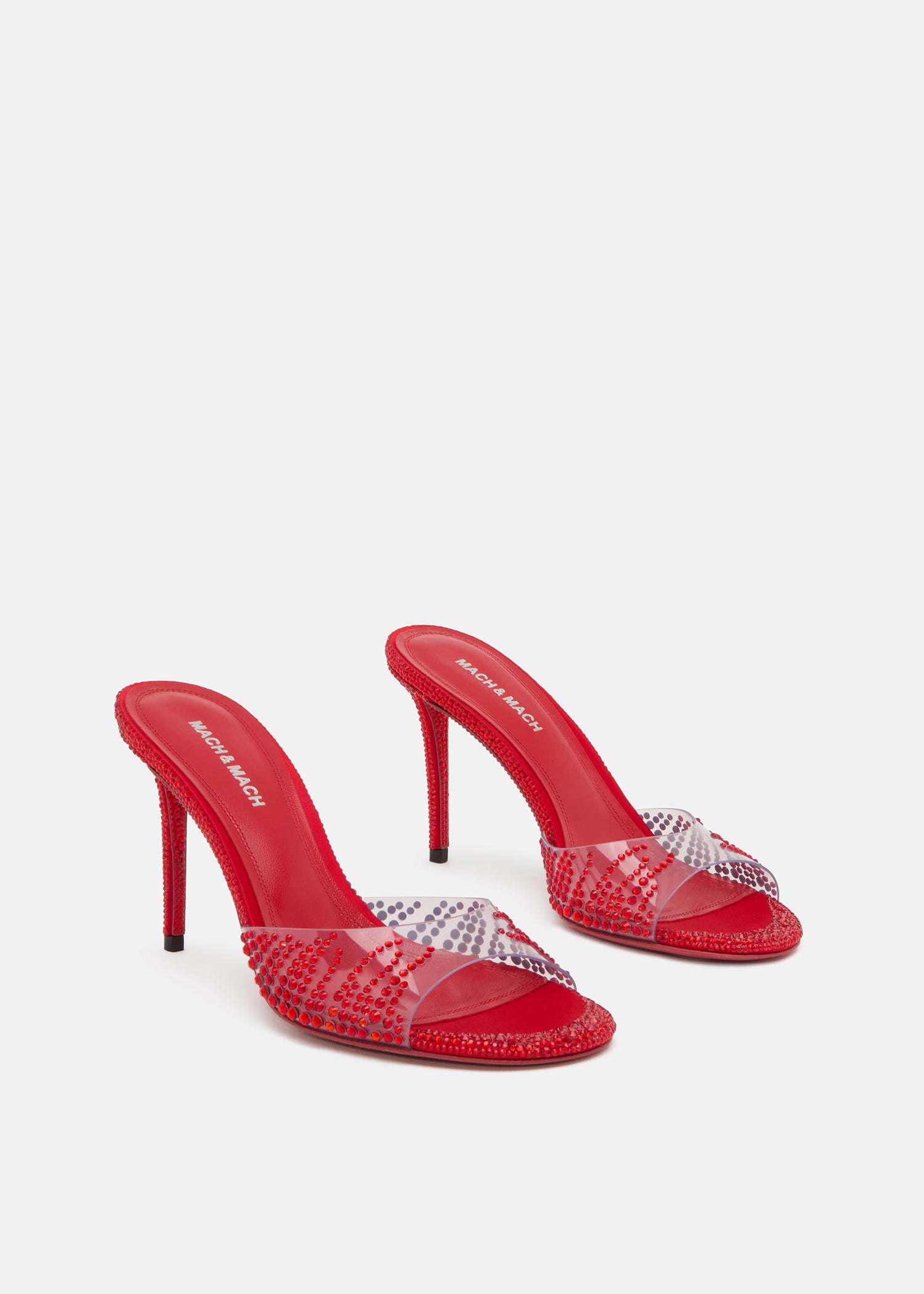 Crystal Flame Red Round Toe Mules