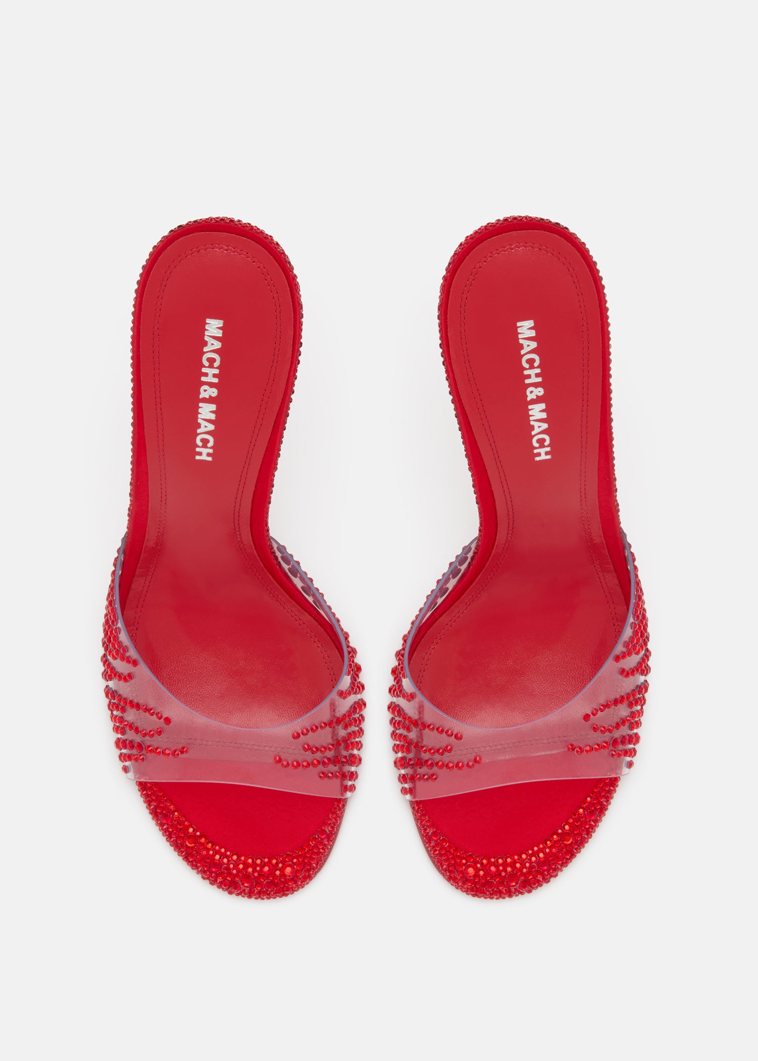 Crystal Flame Red Round Toe Mules