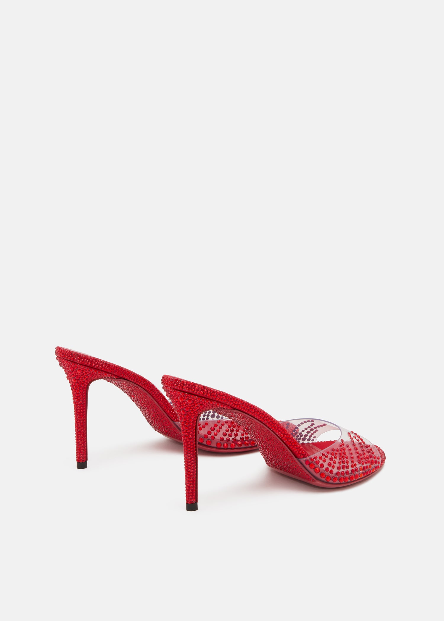 Crystal Flame Red Round Toe Mules