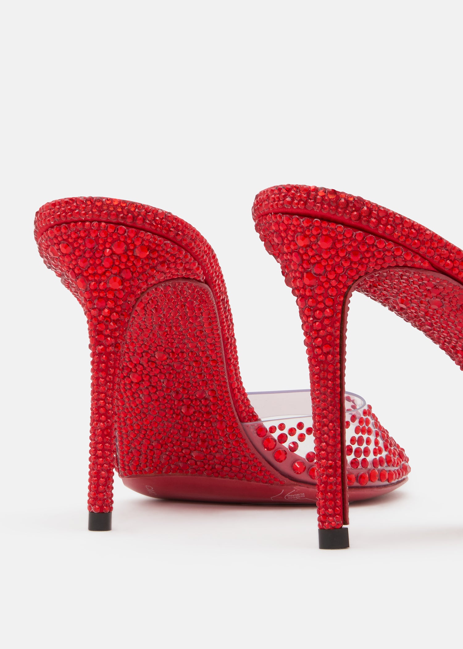 Crystal Flame Red Round Toe Mules
