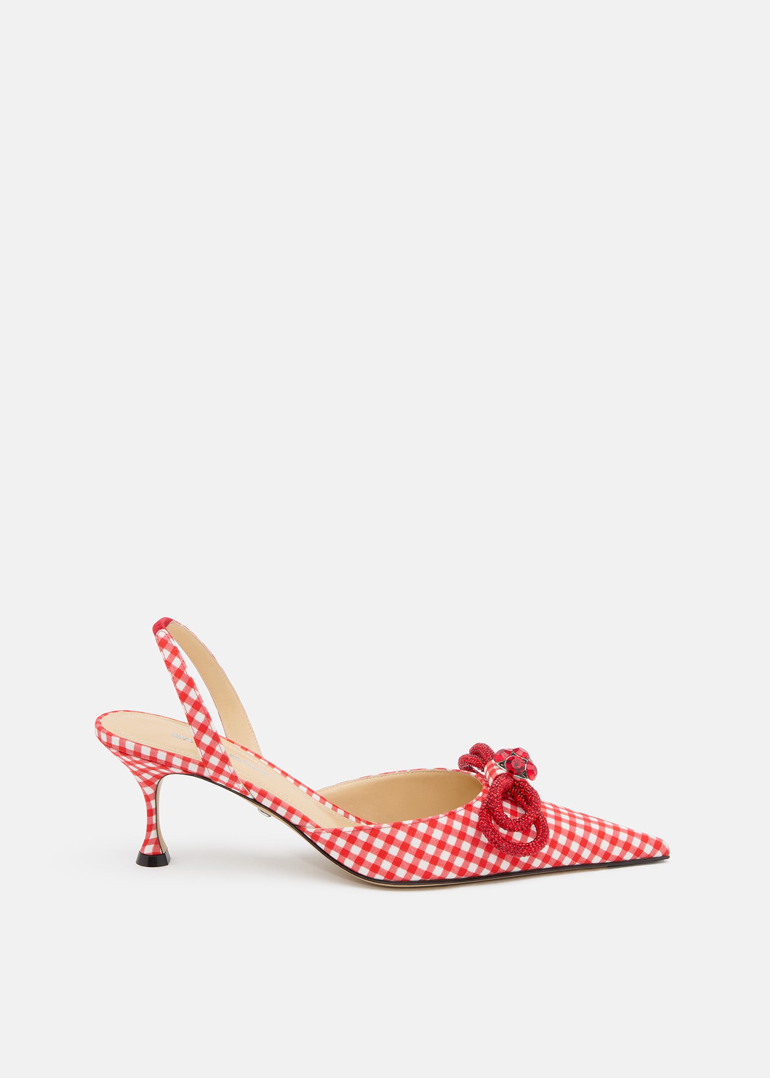 Double Bow Red Gingham Slingback