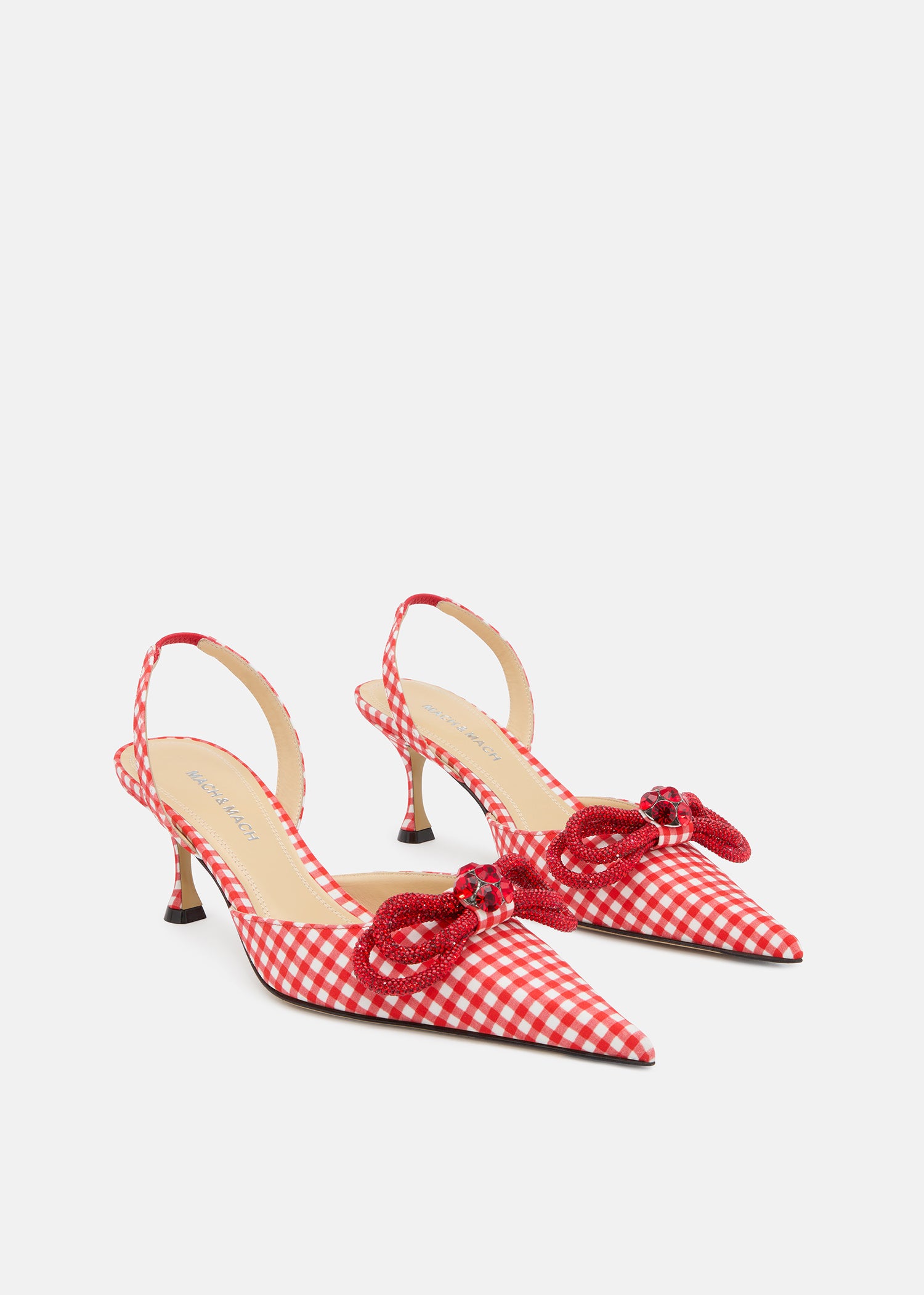 Double Bow Red Gingham Slingback