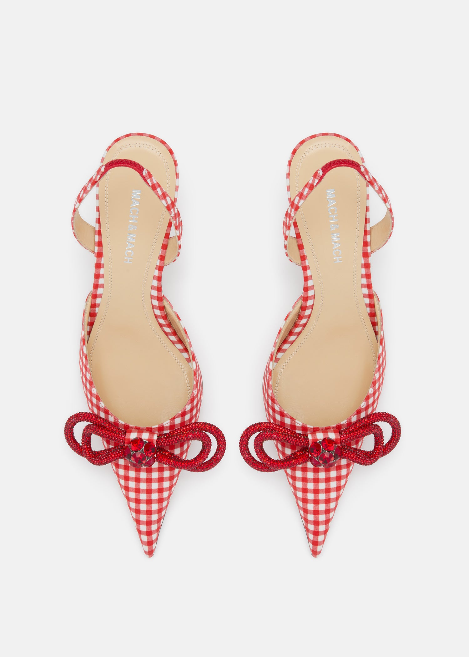 Double Bow Red Gingham Slingback