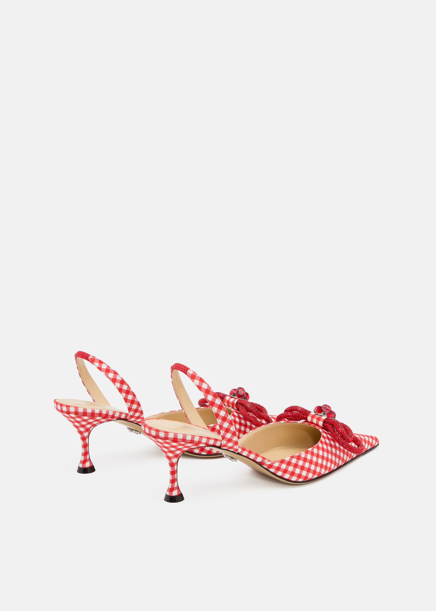 Double Bow Red Gingham Slingback