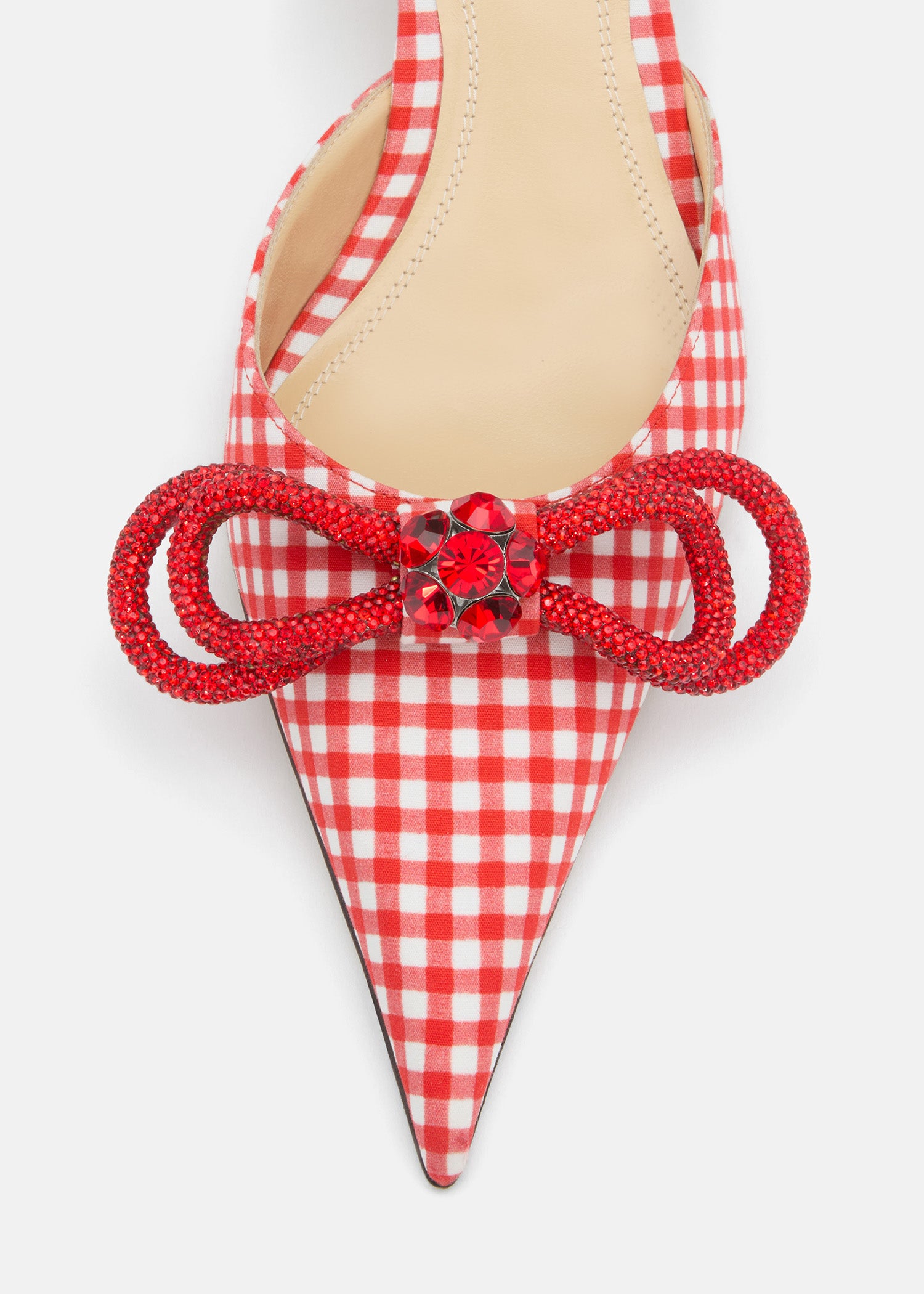 Double Bow Red Gingham Slingback