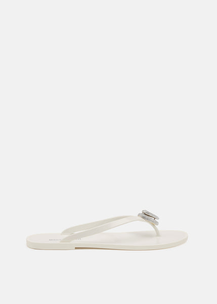 Double Heart Rubber Thong Flip Flops White – MACH & MACH