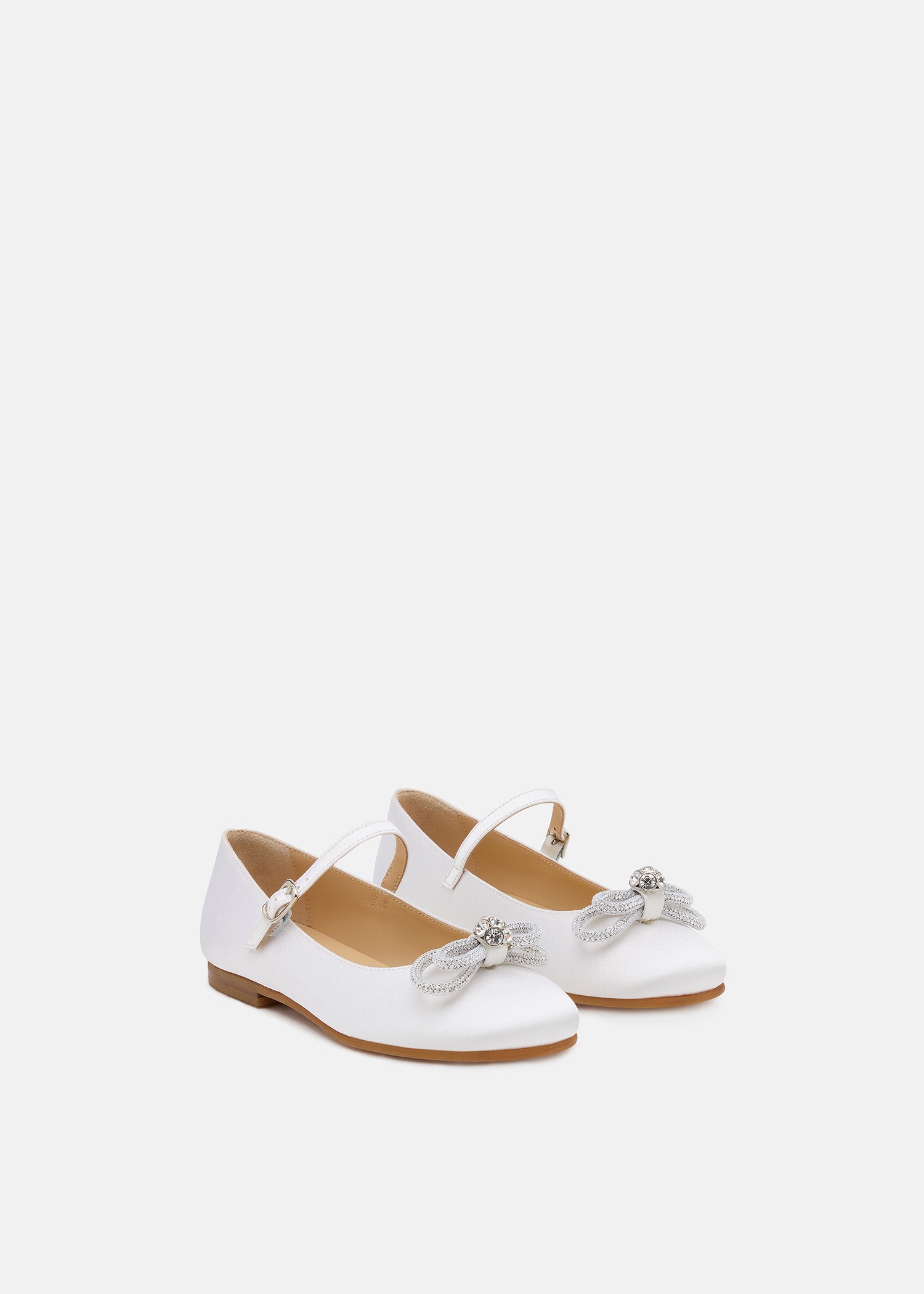 Double Bow White Satin Mini Ballerina
