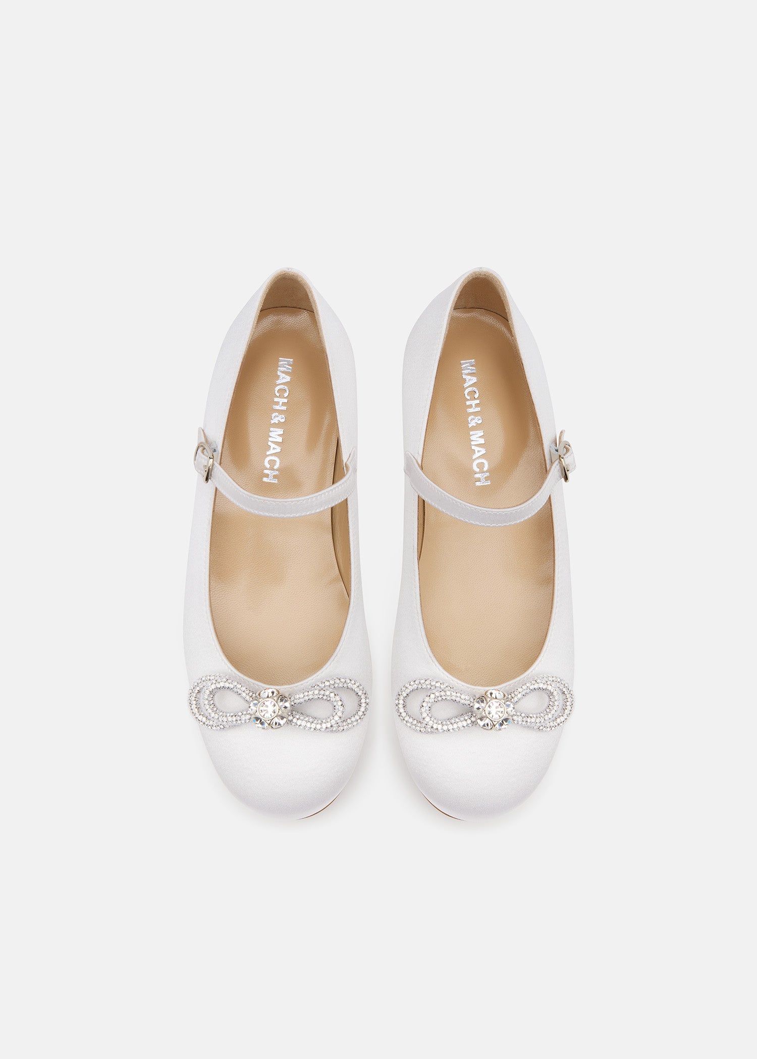 Double Bow White Satin Mini Ballerina