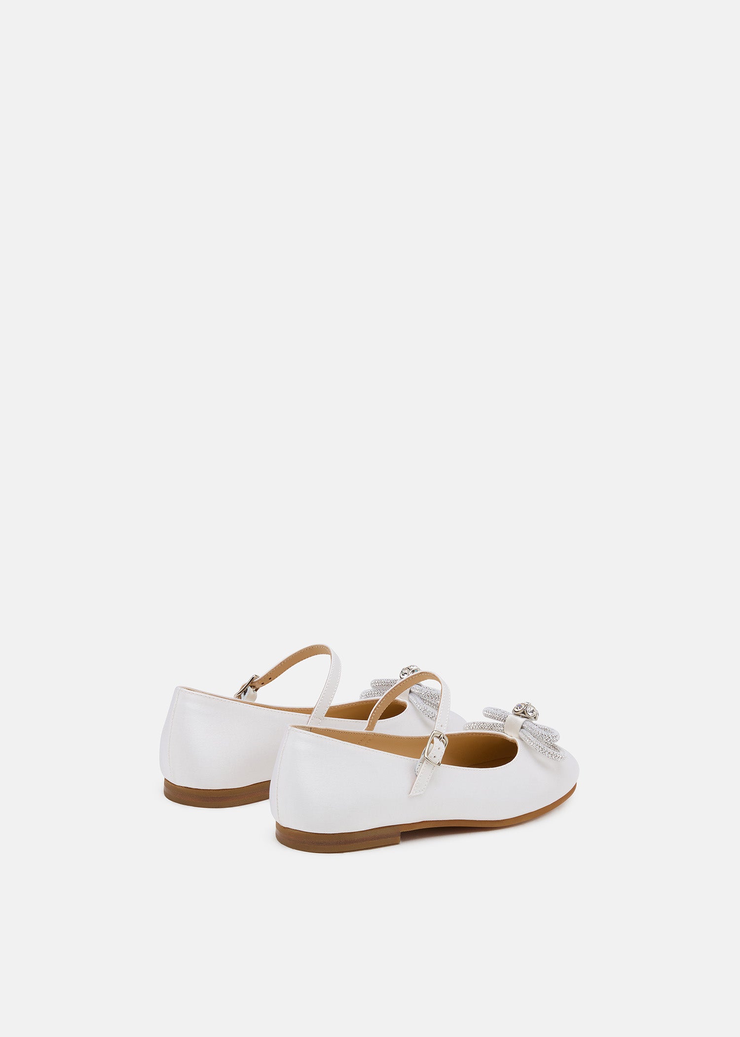 Double Bow White Satin Mini Ballerina