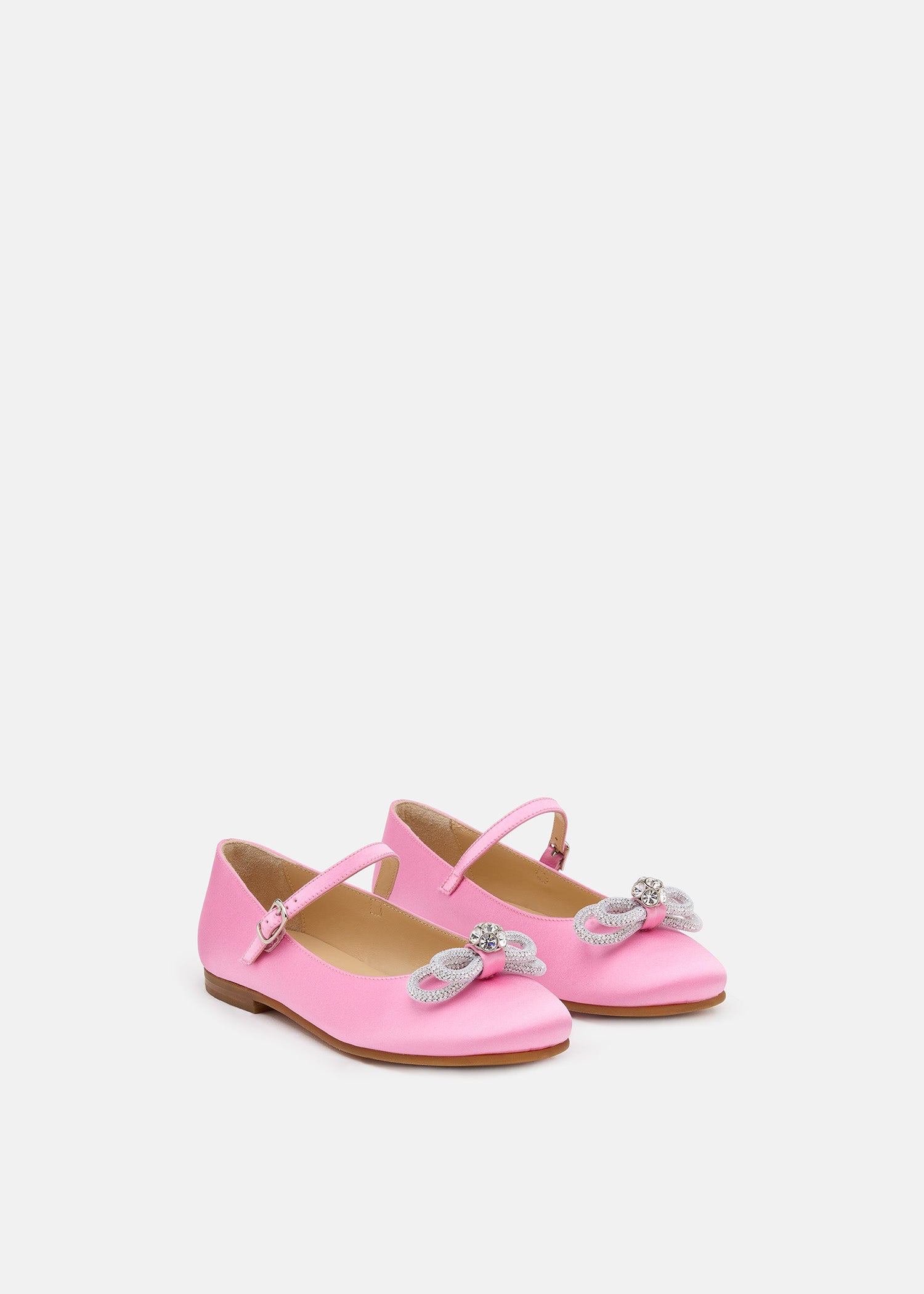 Double Bow Pink Satin Mini Ballerina