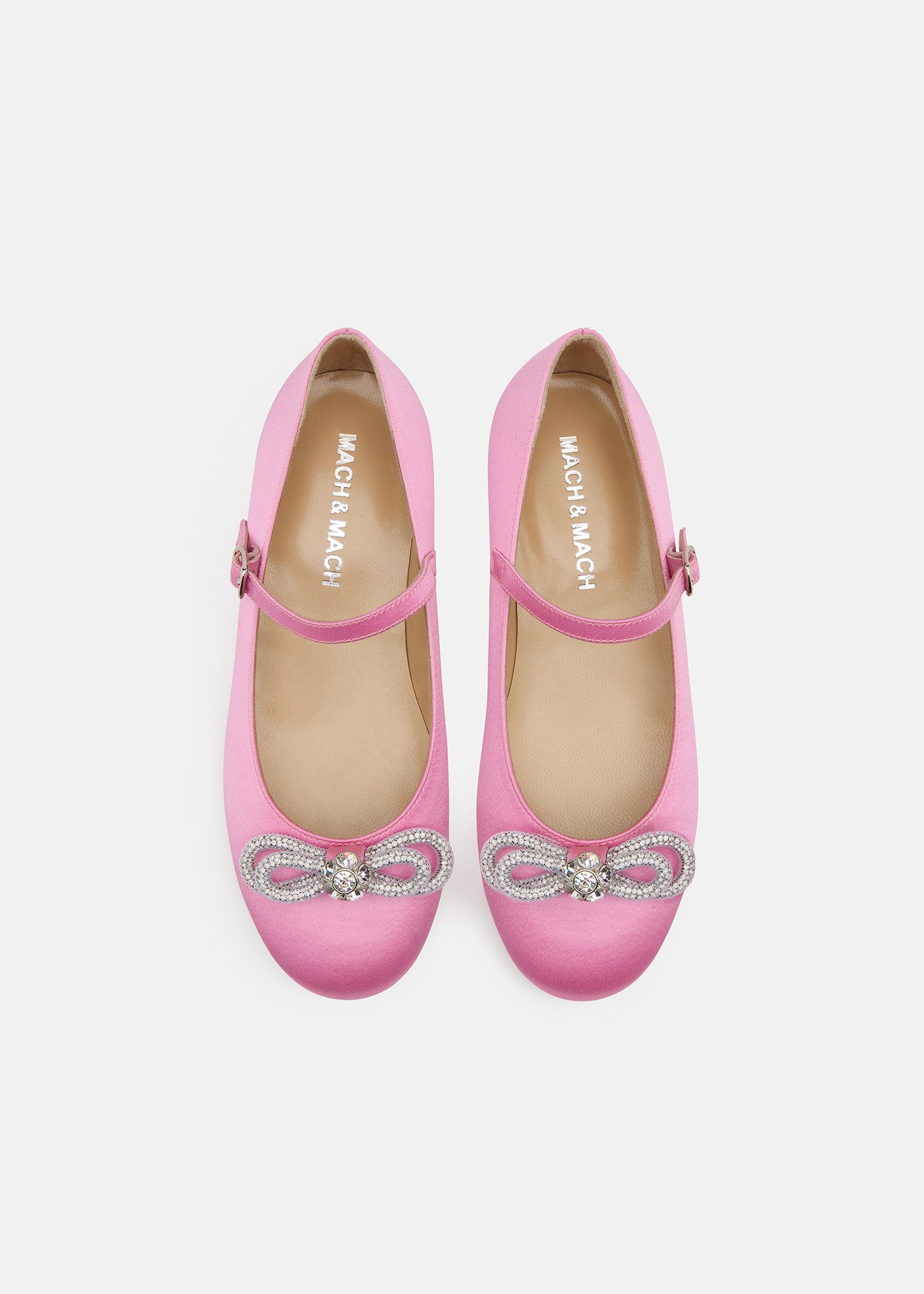 Double Bow Pink Satin Mini Ballerina