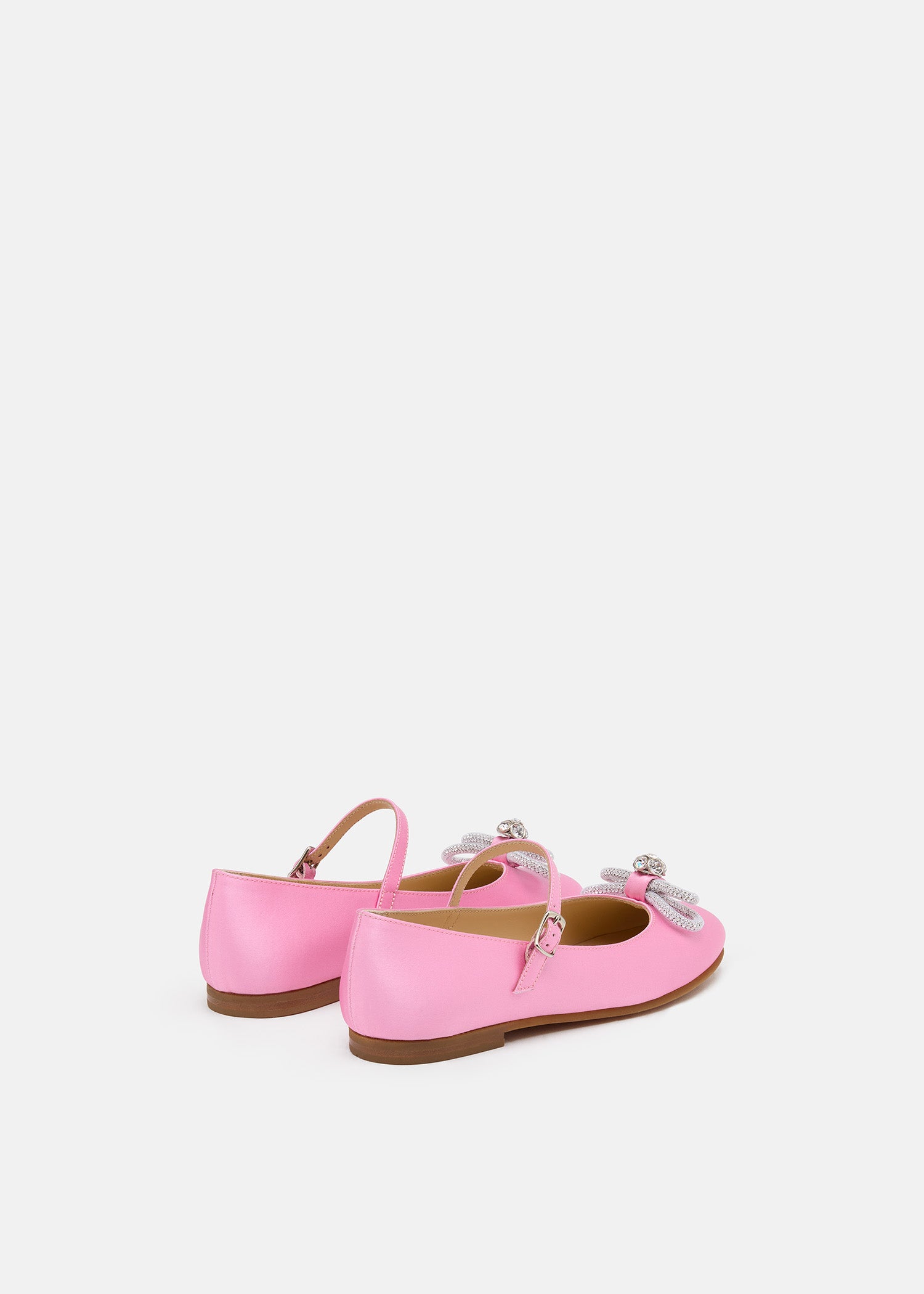 Double Bow Pink Satin Mini Ballerina