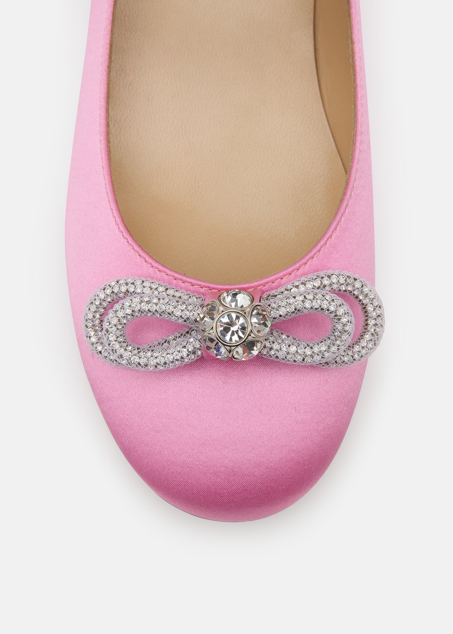 Double Bow Pink Satin Mini Ballerina
