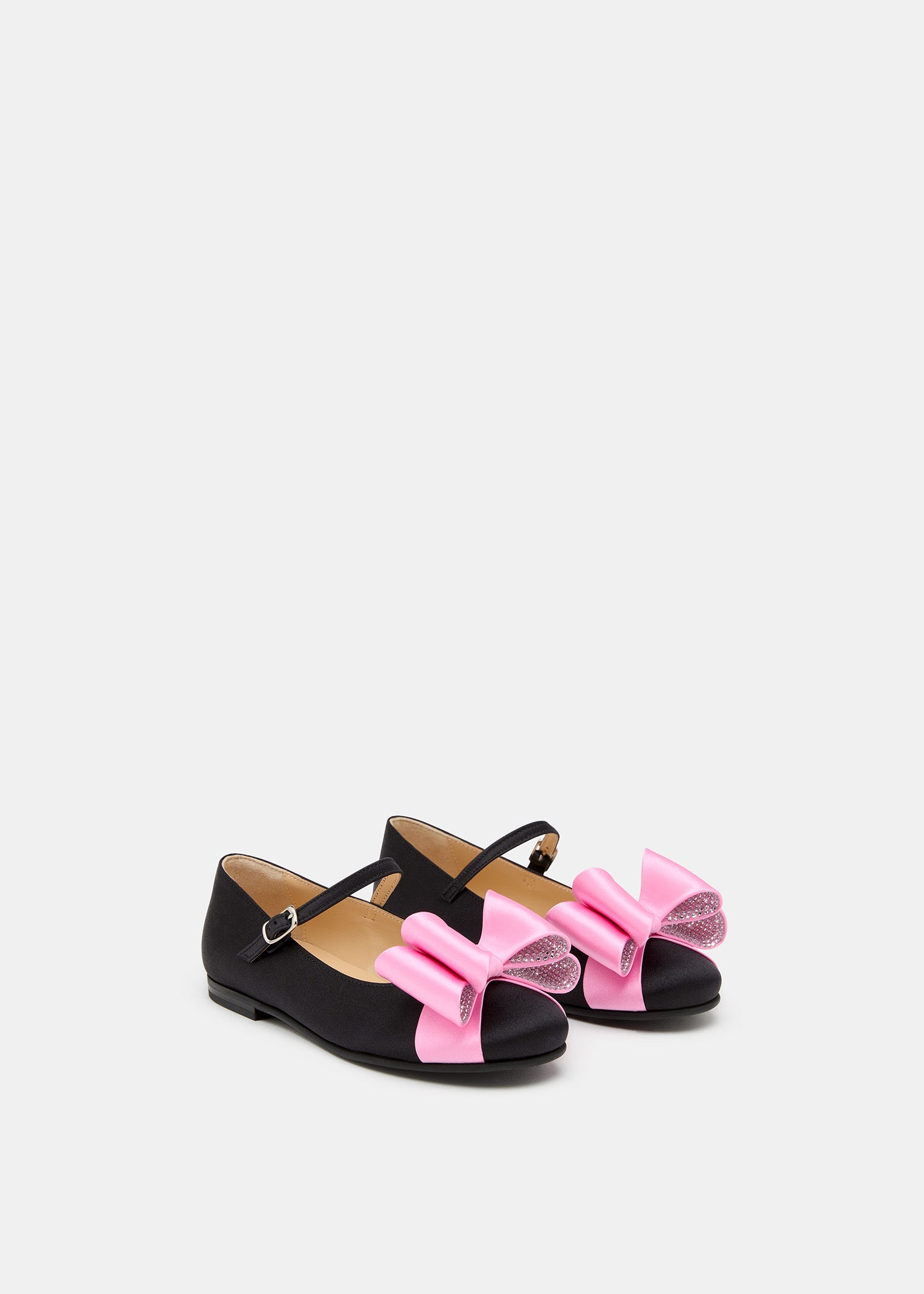 Le Cadeau Black and Pink Satin Mini Ballerina