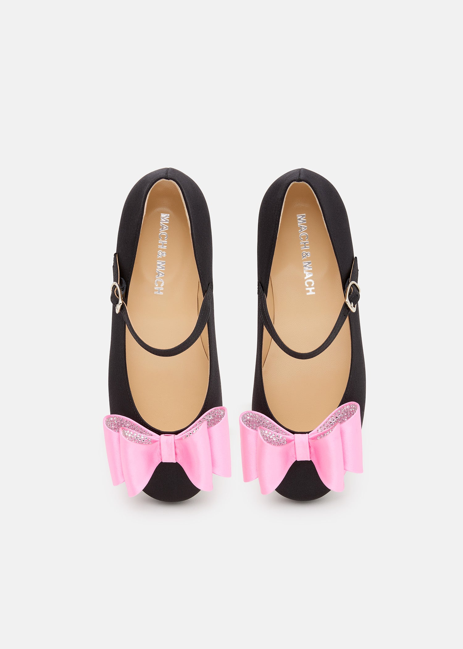 Le Cadeau Black and Pink Satin Mini Ballerina