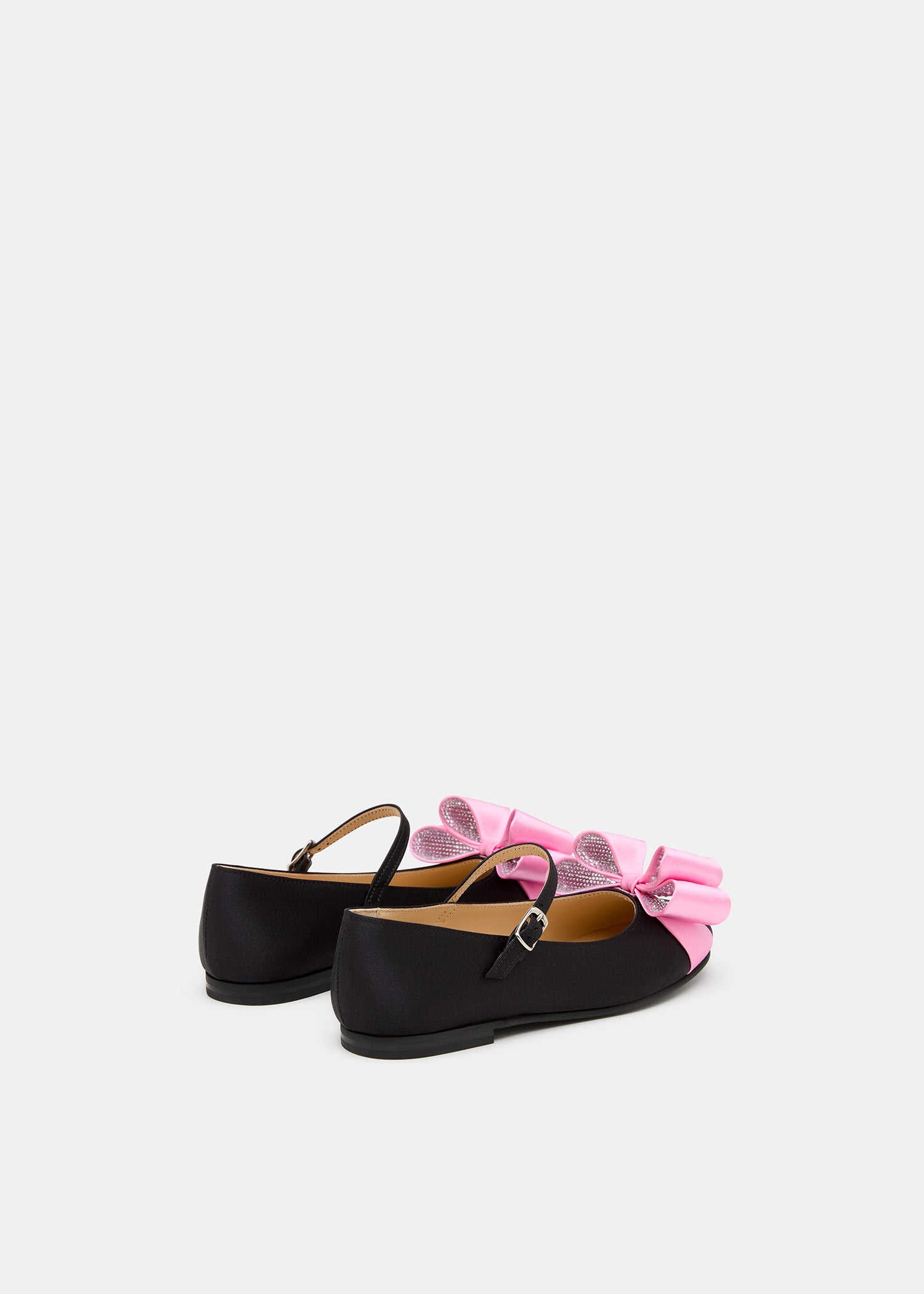 Le Cadeau Black and Pink Satin Mini Ballerina