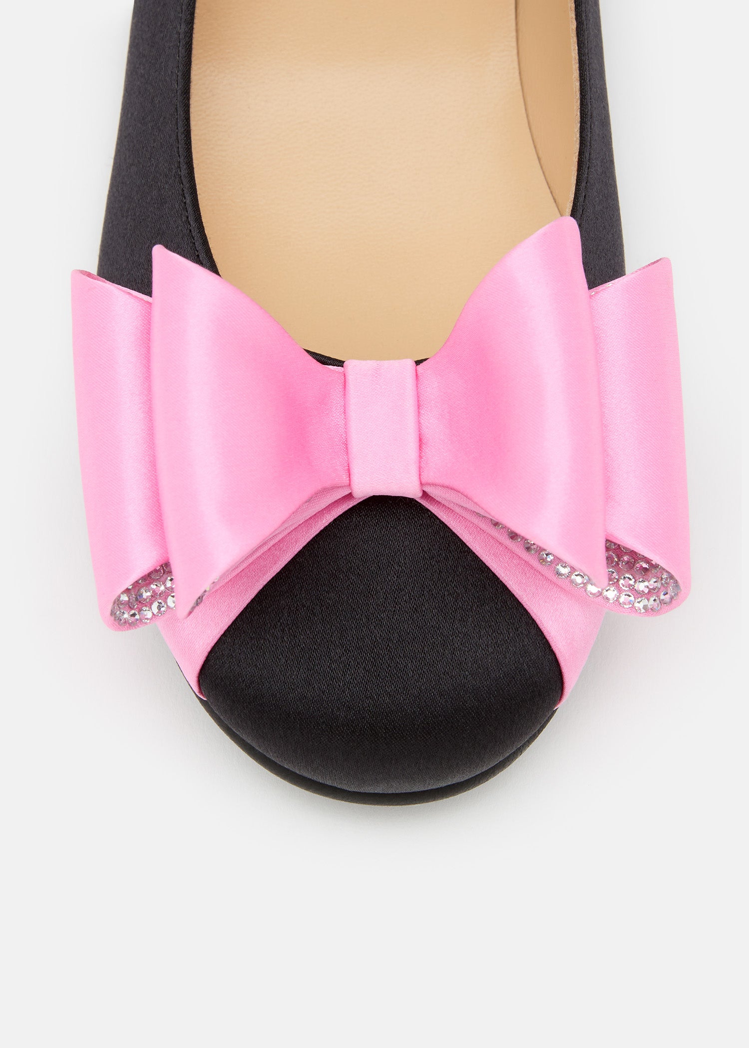 Le Cadeau Black and Pink Satin Mini Ballerina