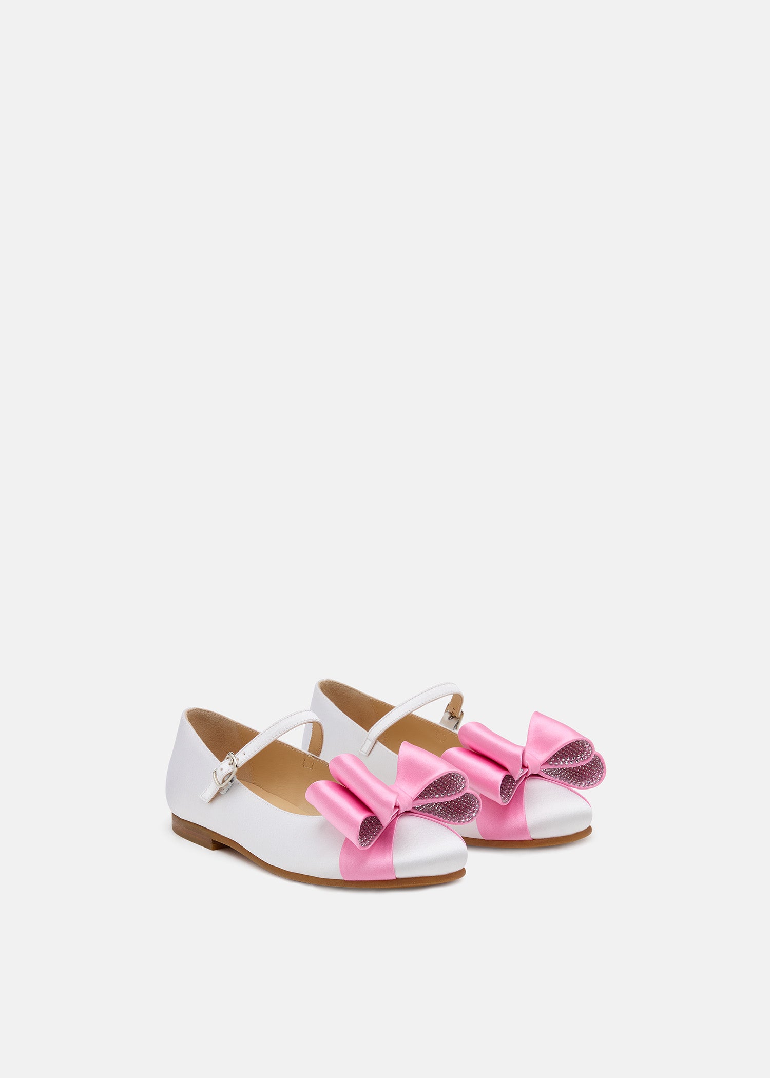 Le Cadeau White and Pink Satin Mini Ballerina