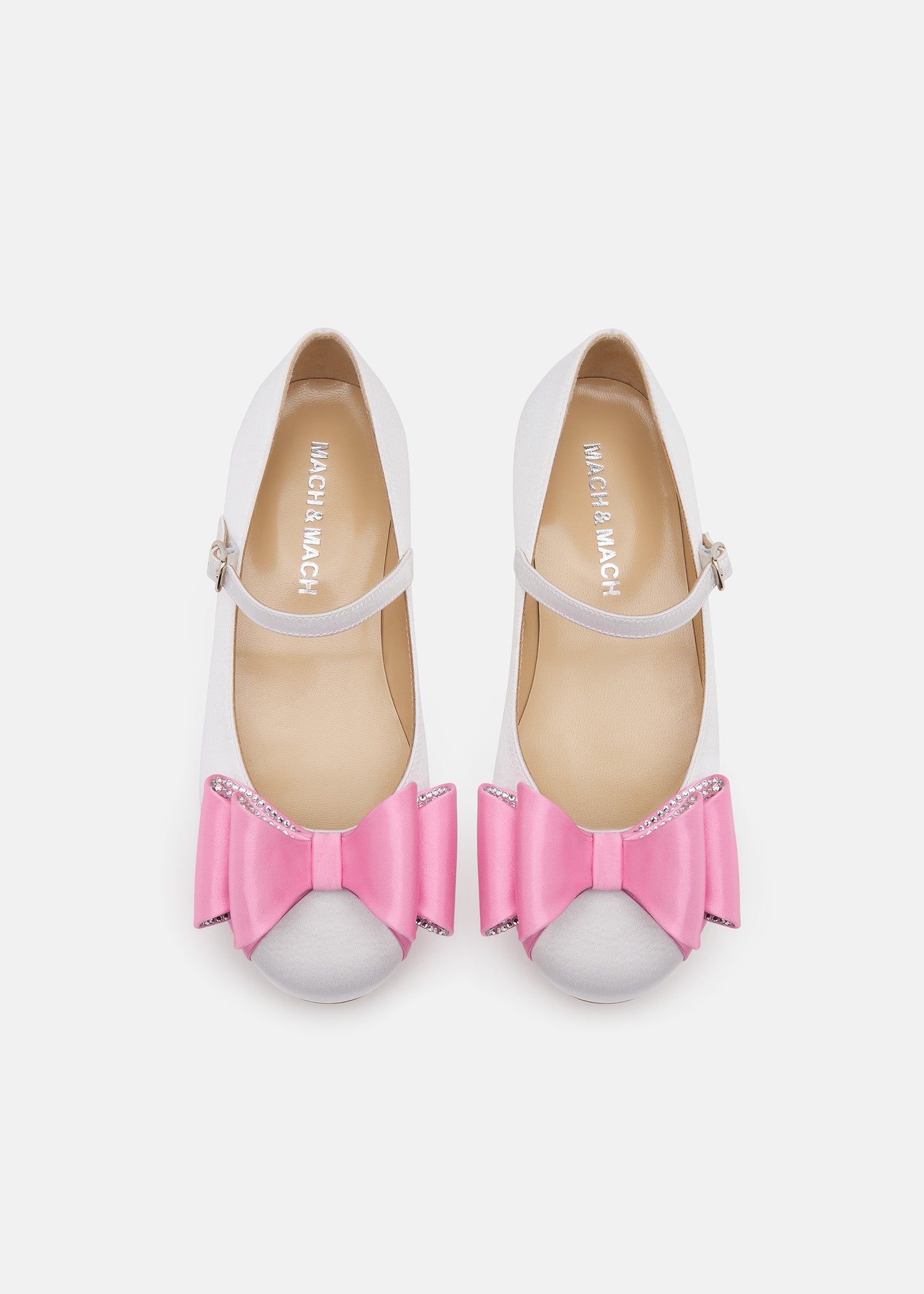 Le Cadeau White and Pink Satin Mini Ballerina
