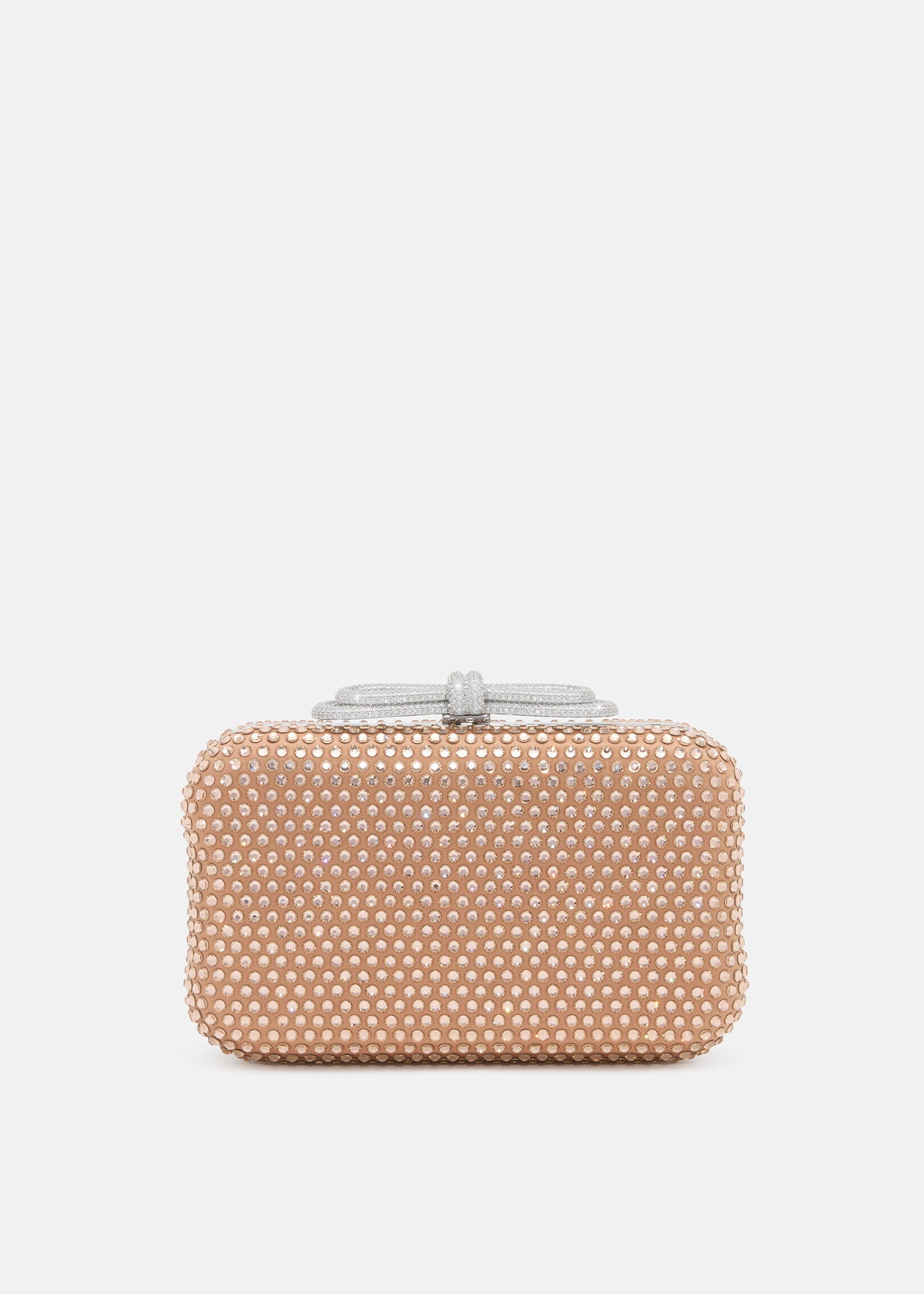 Double Bow Golden Brown Satin Clutch