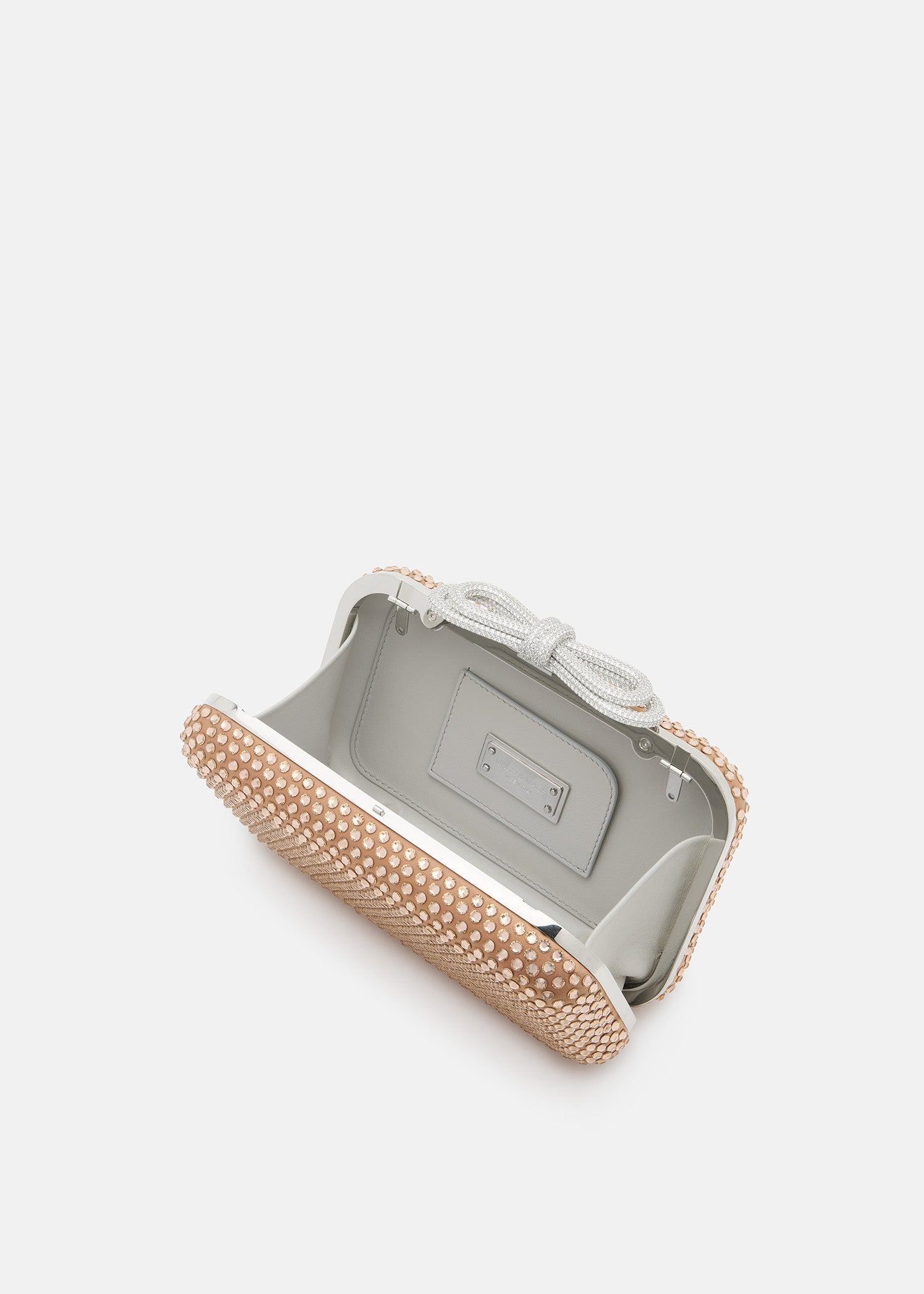 Double Bow Golden Brown Satin Clutch