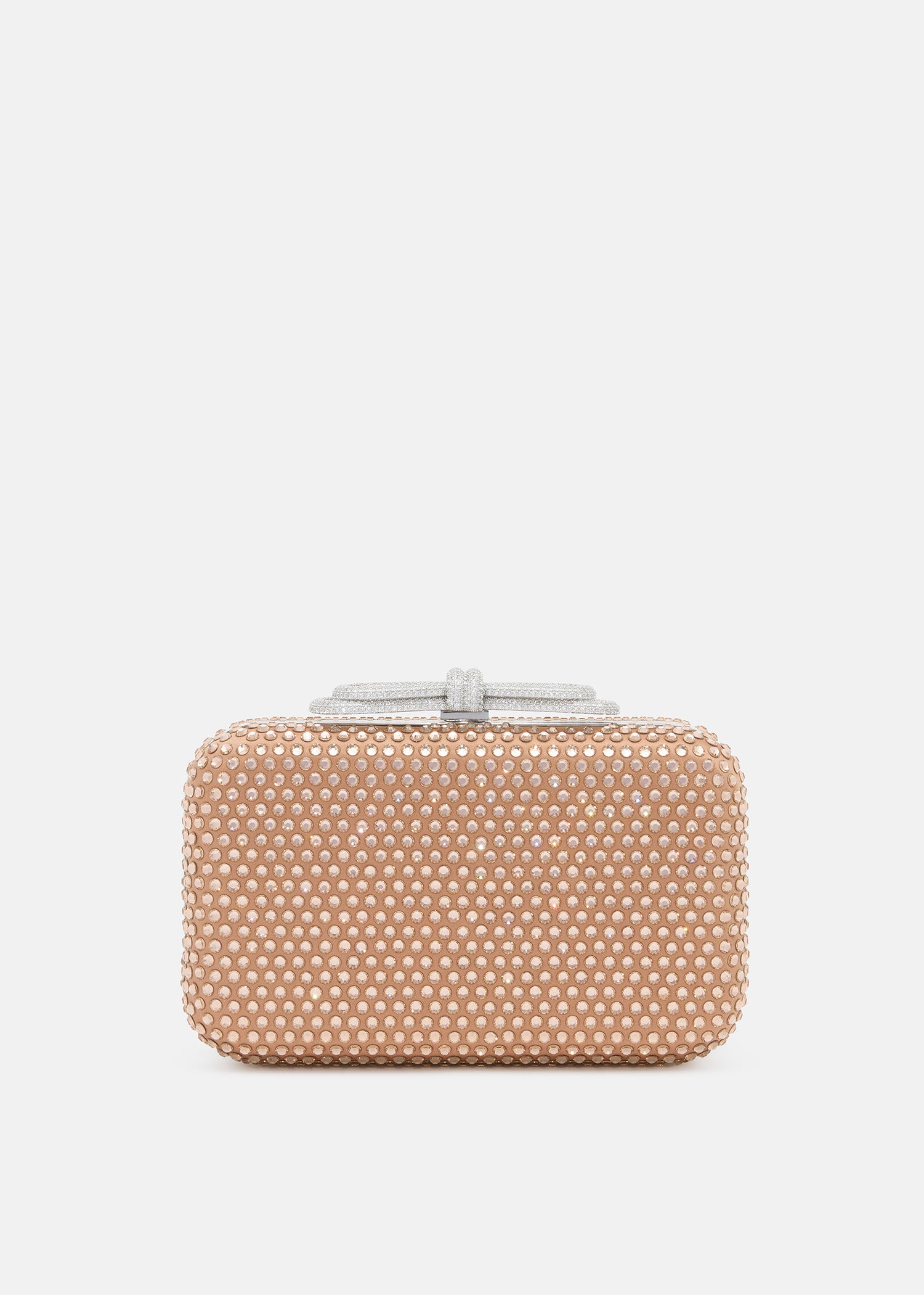 Double Bow Golden Brown Satin Clutch